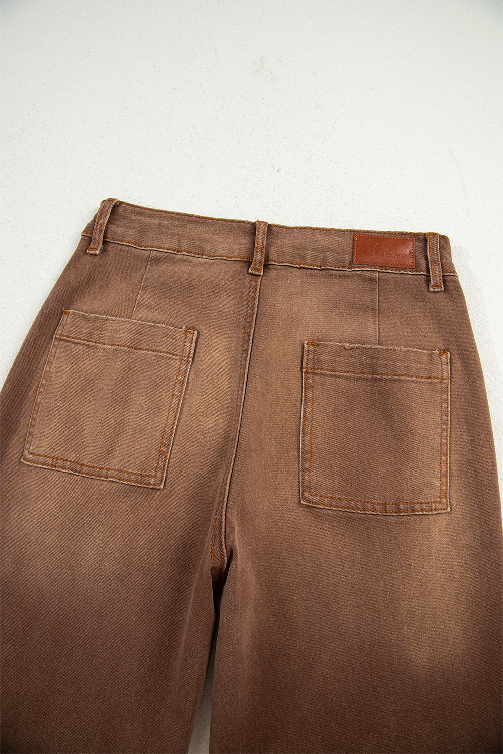 Brown Mimimalist Patch Pocket Womens Shift Jeans view 11
