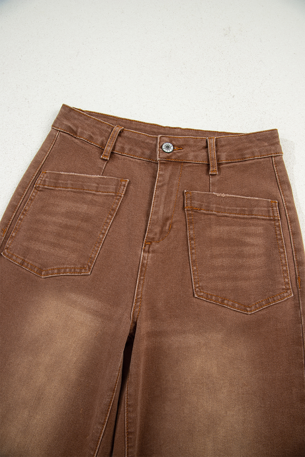 Brown Mimimalist Patch Pocket Womens Shift Jeans view 10