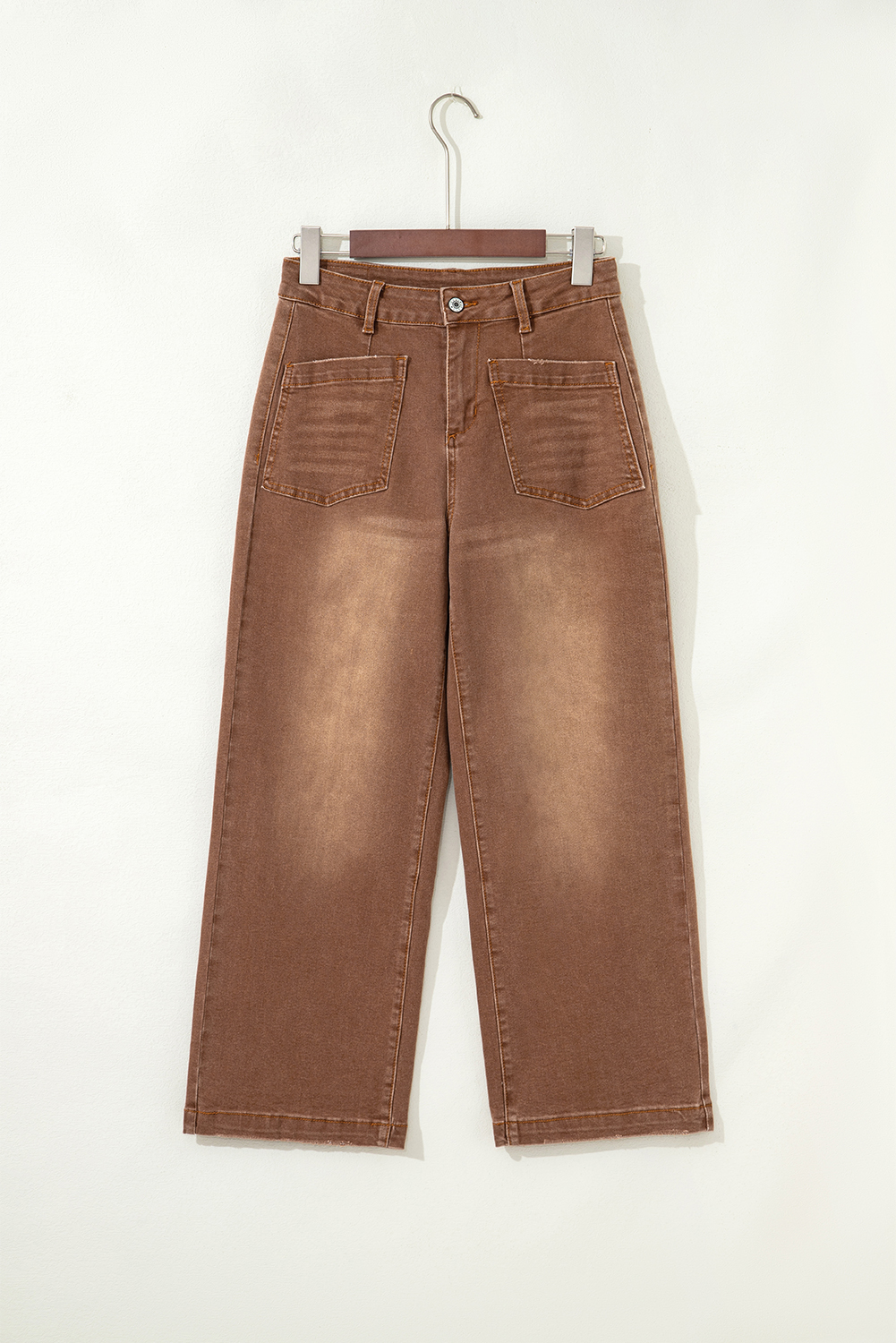 Brown Mimimalist Patch Pocket Womens Shift Jeans view 20