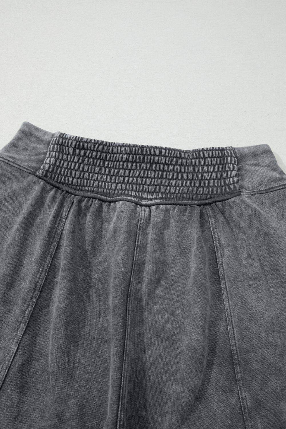 Medium Grey Mineral Wash Jogger Style High Waist Casual Pants view 9