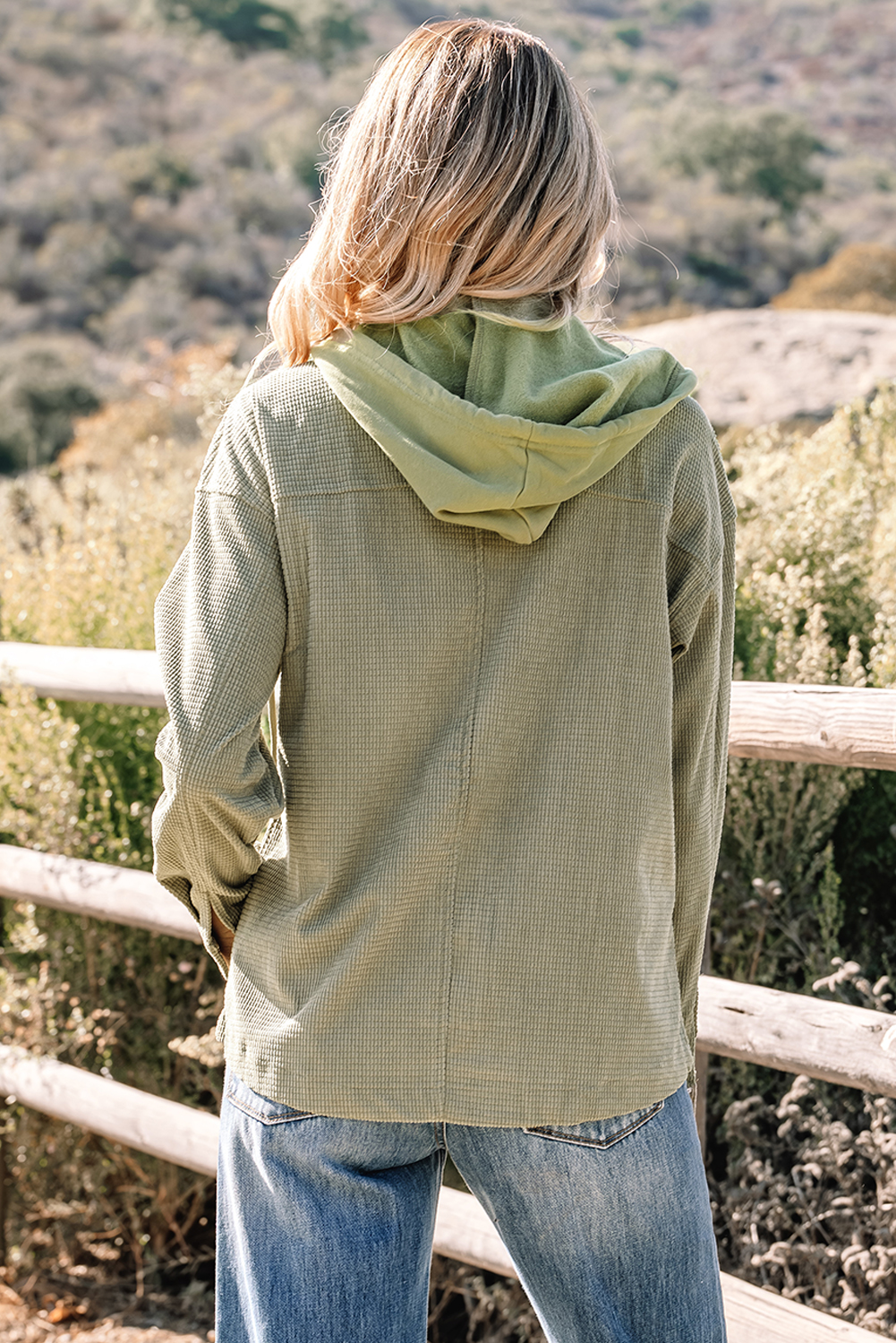 Laurel Green 2 in 1 Thermal Knit Textured Hooded Jacket view 2
