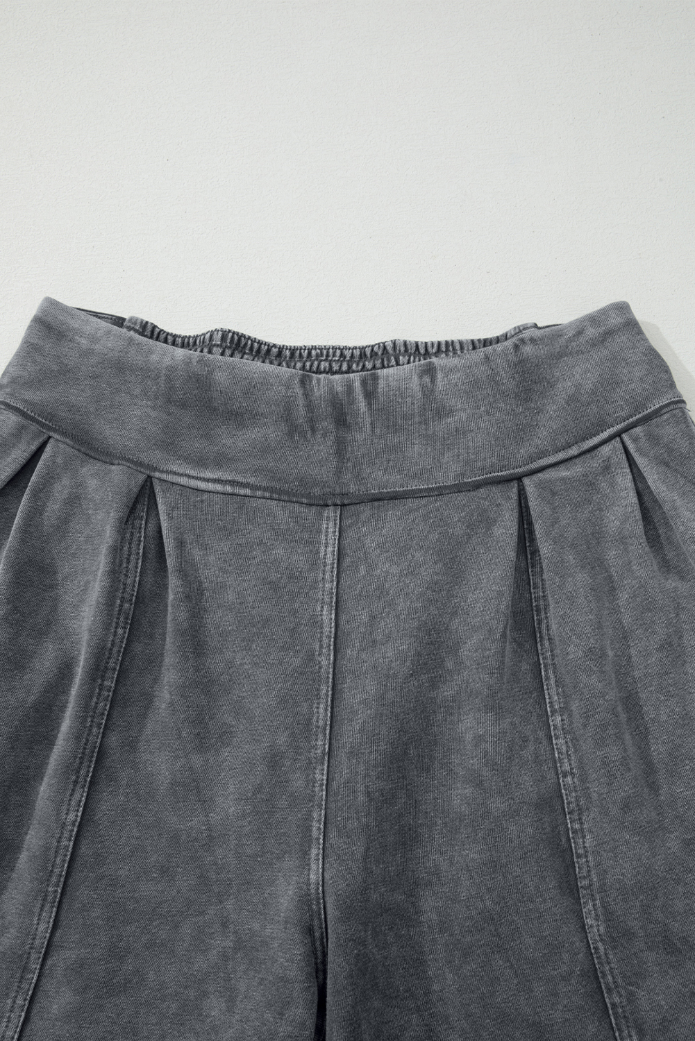 Medium Grey Mineral Wash Jogger Style High Waist Casual Pants view 12