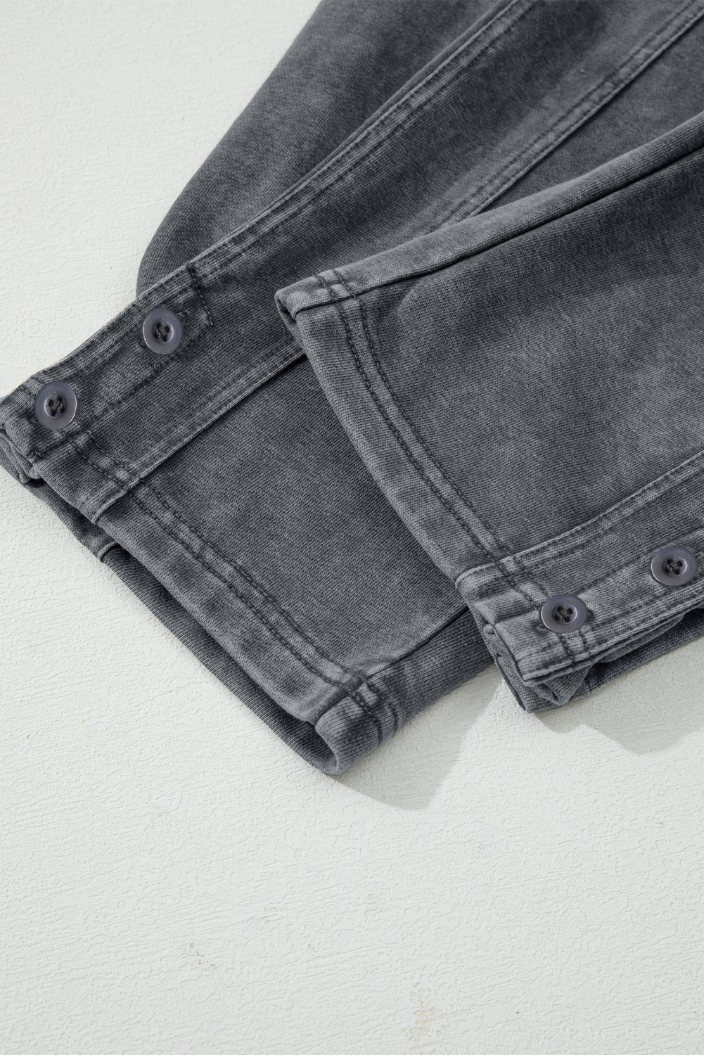 Medium Grey Mineral Wash Jogger Style High Waist Casual Pants view 8