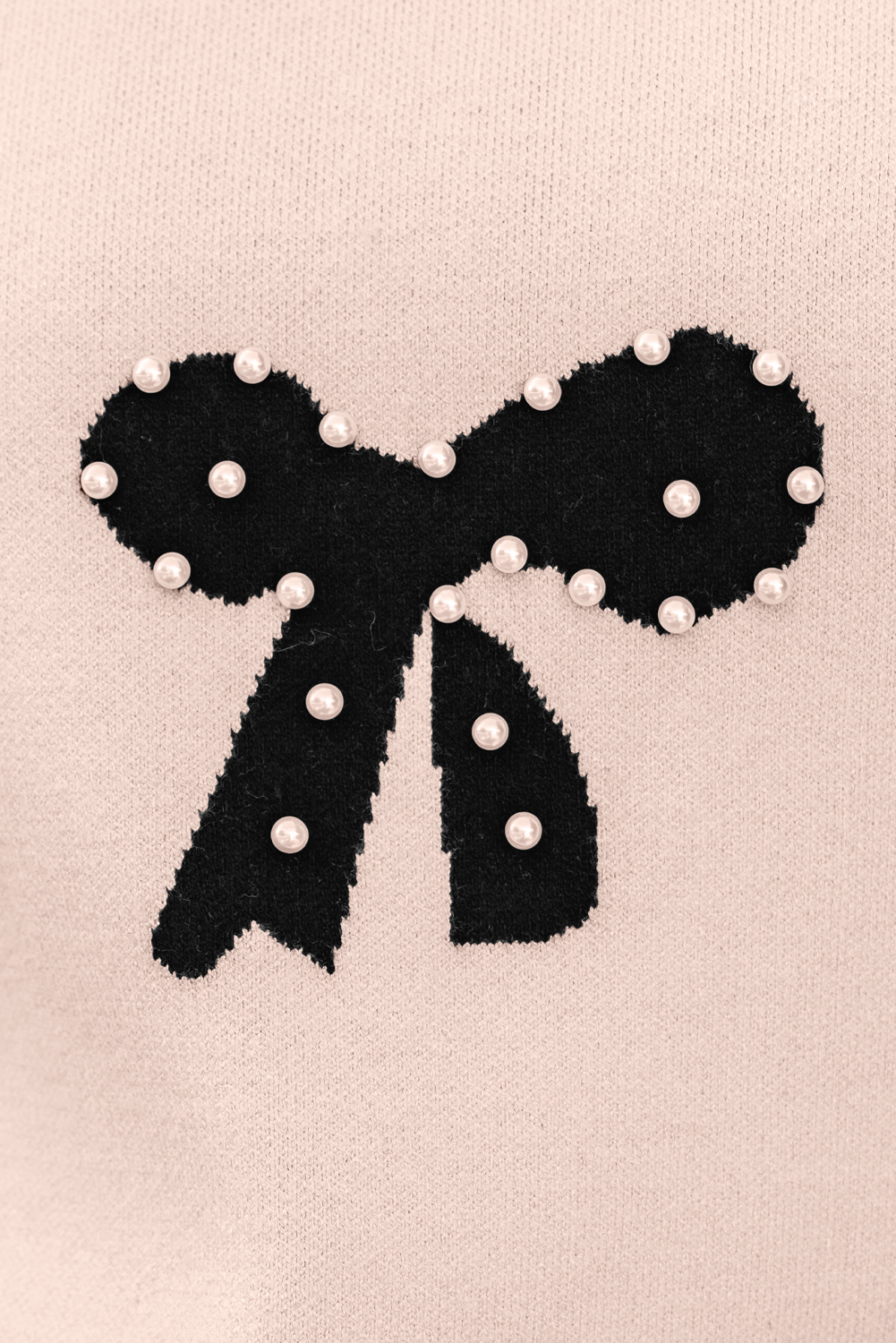 Smoke Gray Pearl Embellished Bow Pattern Loose Sweater view 17