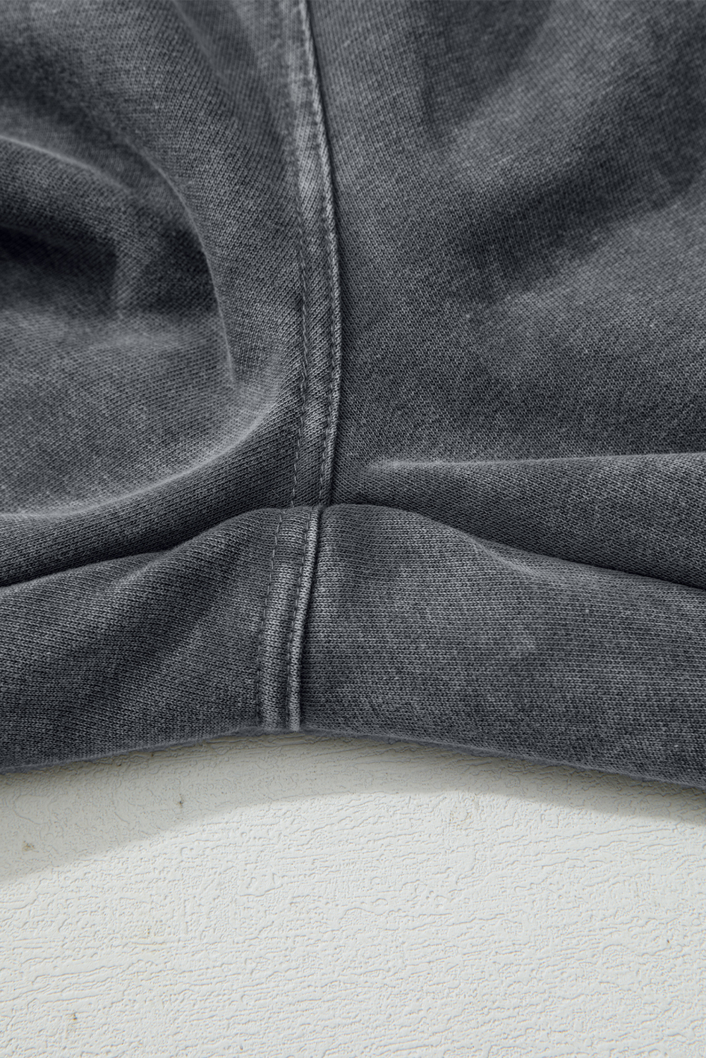 Medium Grey Mineral Wash Jogger Style High Waist Casual Pants view 10