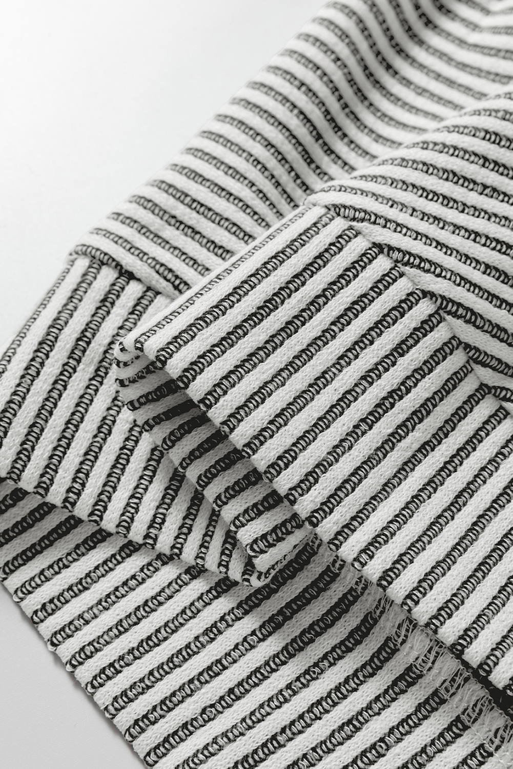 Gray Ribbed Knit Round Neck Long Lantern Sleeve Top view 13