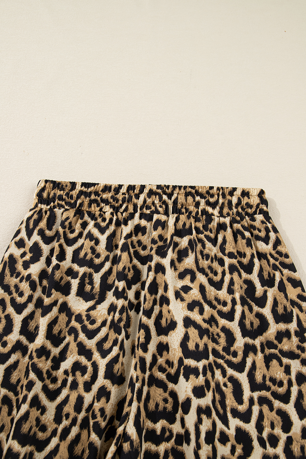Brown Leopard Collared 3/4 Sleeve Shirt and Loose Pants Two Piece Outfit Set view 18