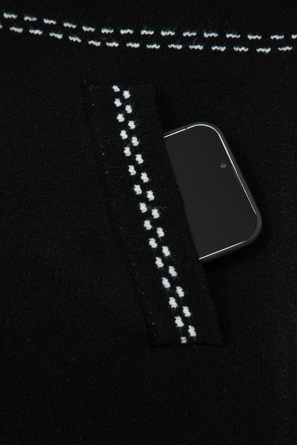 Black Contrast Trim Button up Sweater Cardigan view 8