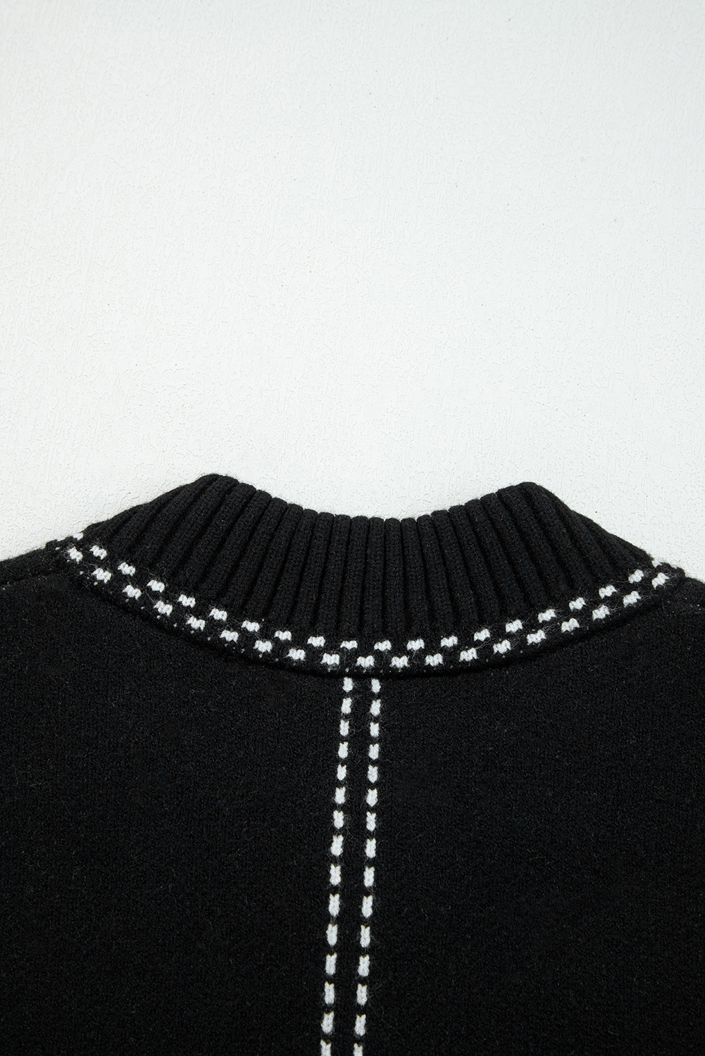 Black Contrast Trim Button up Sweater Cardigan view 7