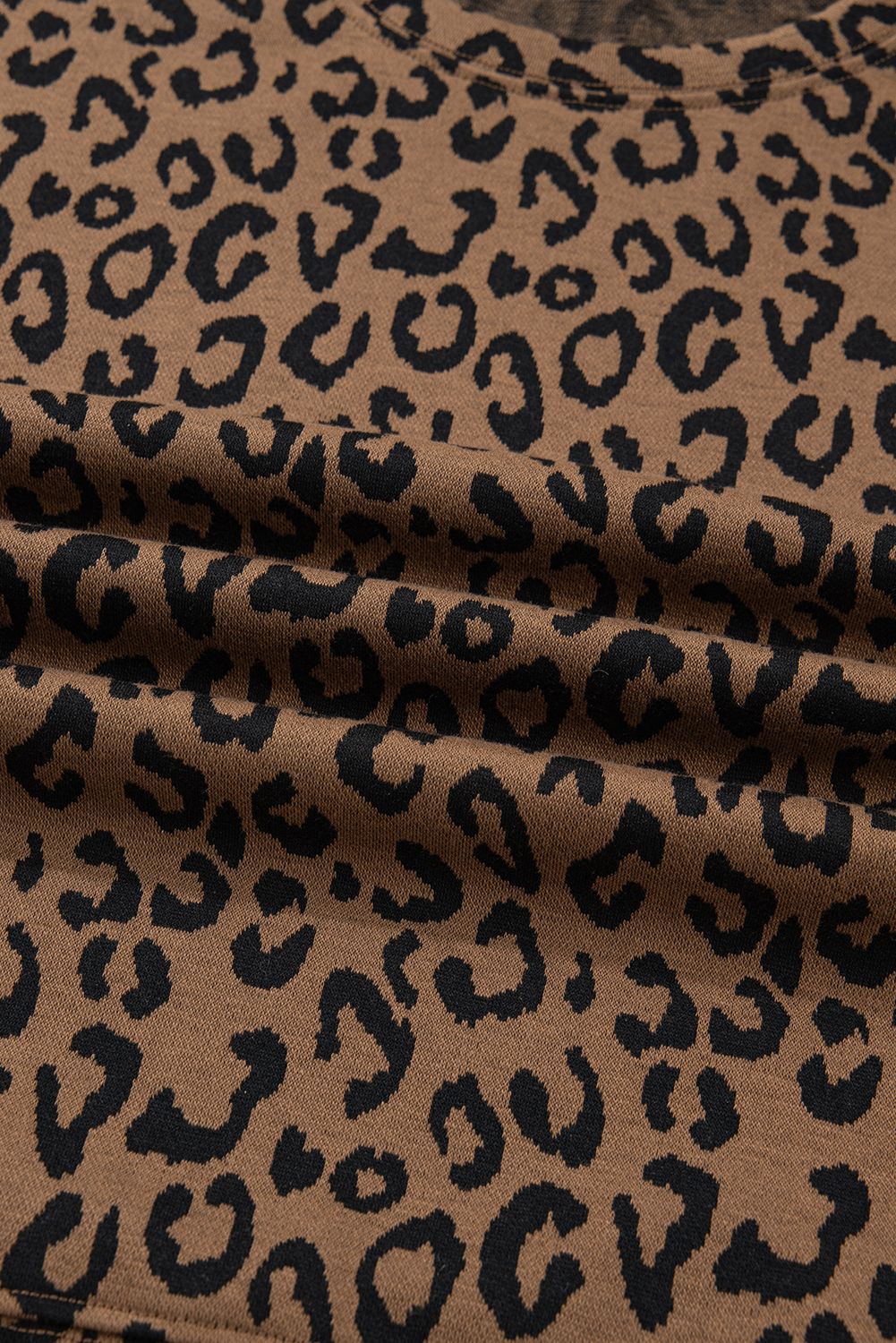 Brown Varsity Striped Trim Leopard Long Sleeve Top Drawstring Pant Set view 22