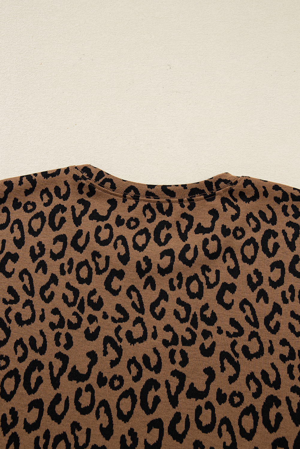 Brown Varsity Striped Trim Leopard Long Sleeve Top Drawstring Pant Set view 14