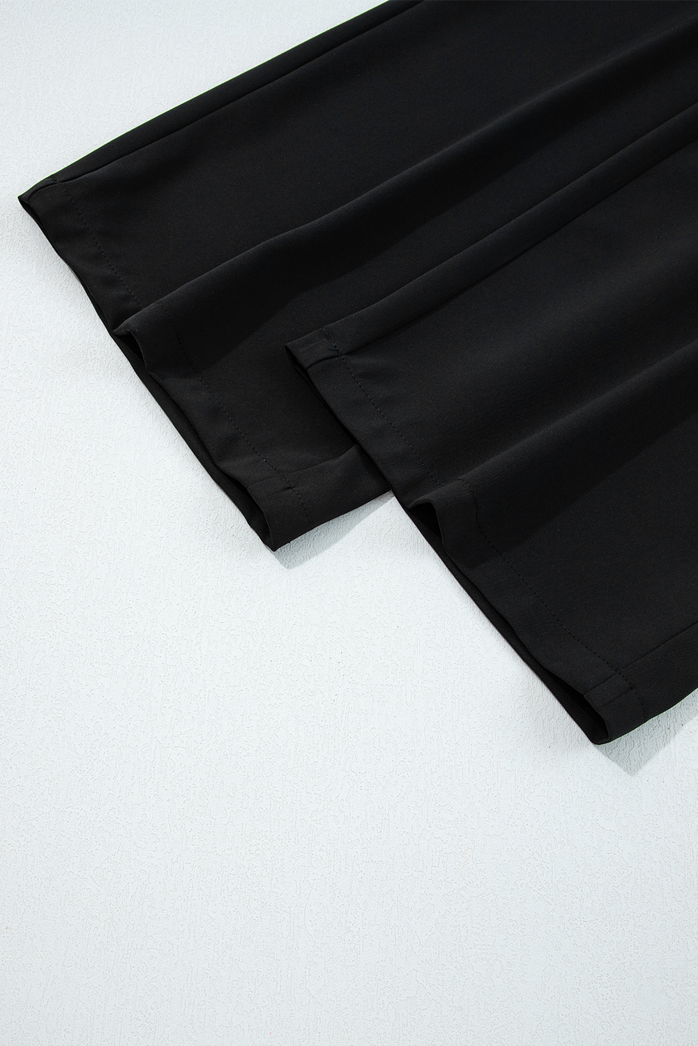 Black Pleated Detail Pull On High Elastic Waist Loose Straight Pants view 7