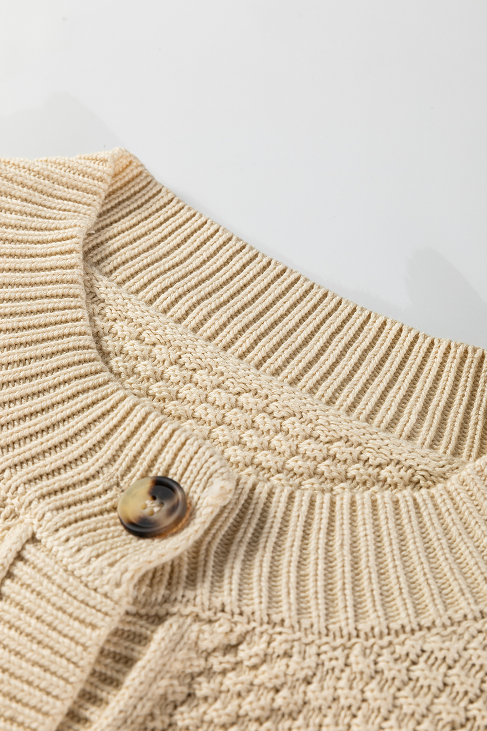 Beige Button Front Cropped Cardigan Sweater view 11