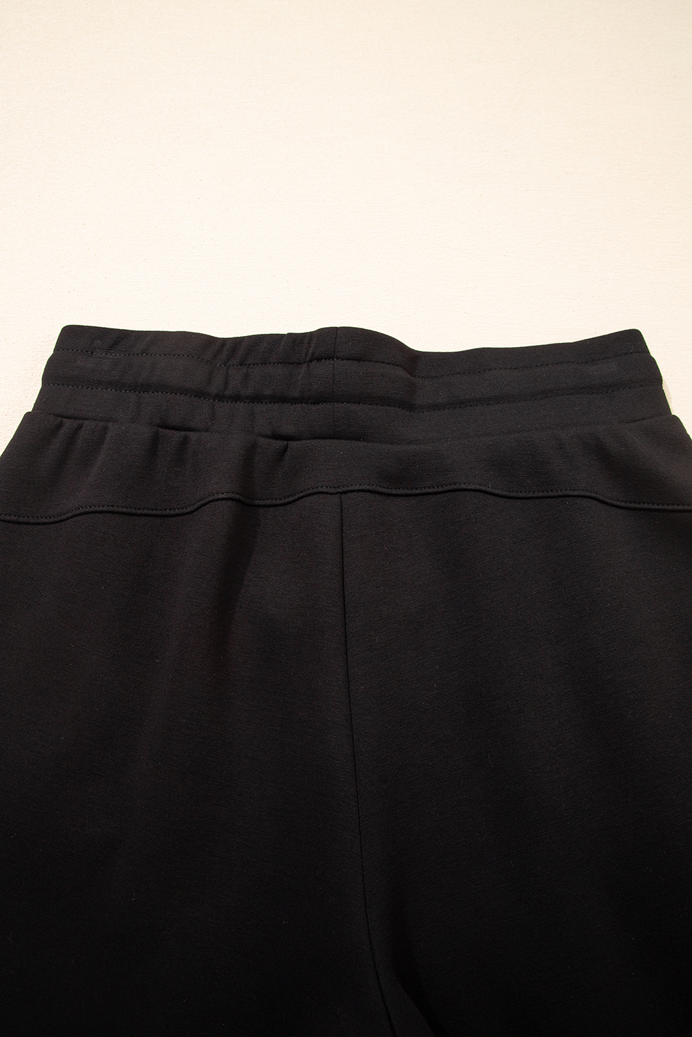 Black Exposed Seam Detail Skinny Drawstring Jogger Pants view 6