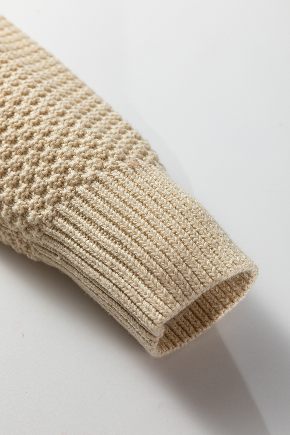 Beige Button Front Cropped Cardigan Sweater view 14