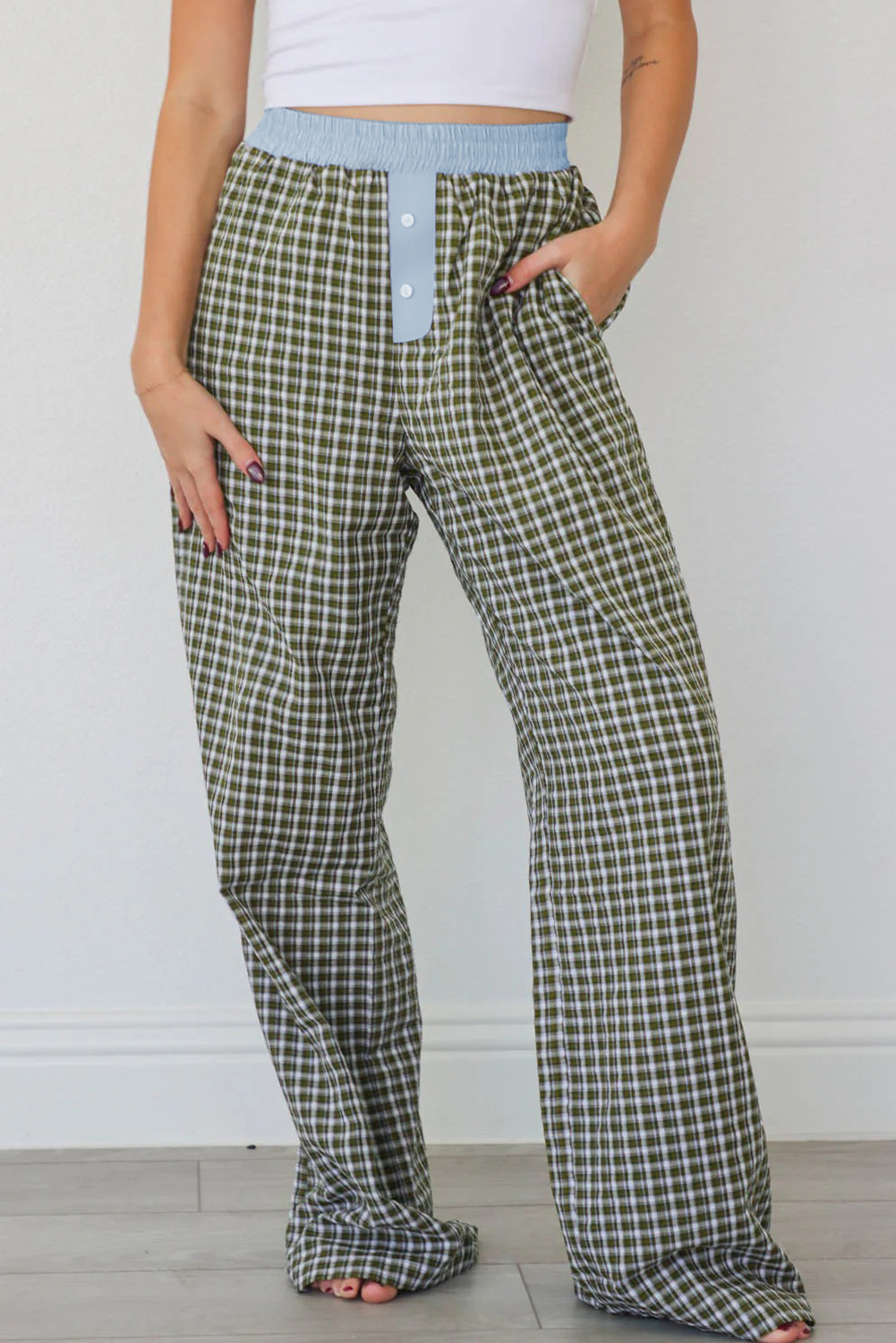  13.53 Brown Preppy Gingham Boxer Pants — free download