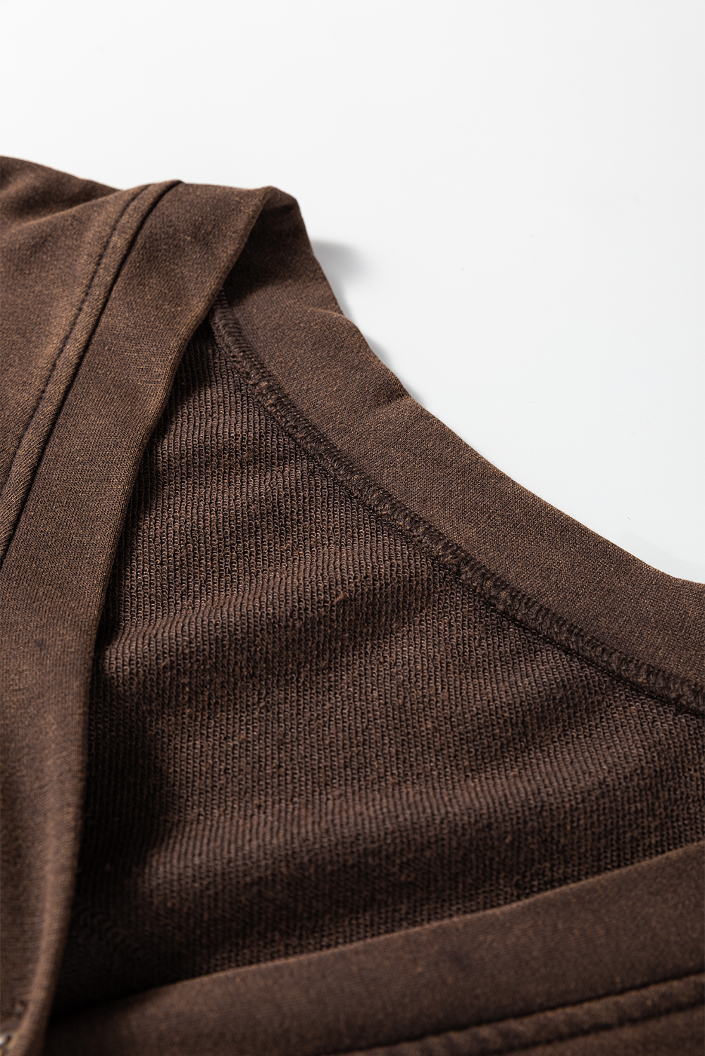 Coffee Button Front V Neck Casual Cardigan view 21