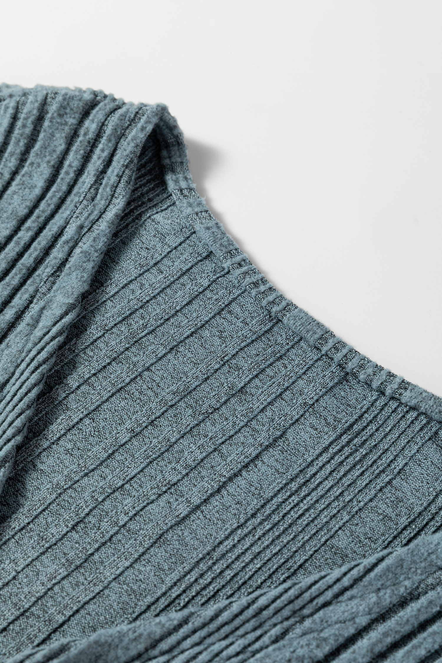 Stone Blue Ribbed Open Front Knitted Top with Pockets view 11