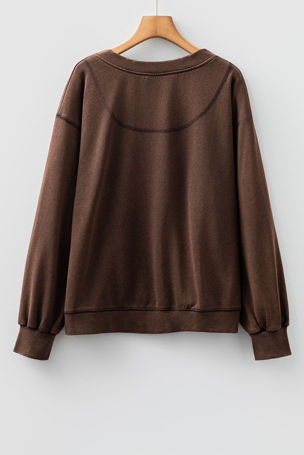Coffee Button Front V Neck Casual Cardigan view 20