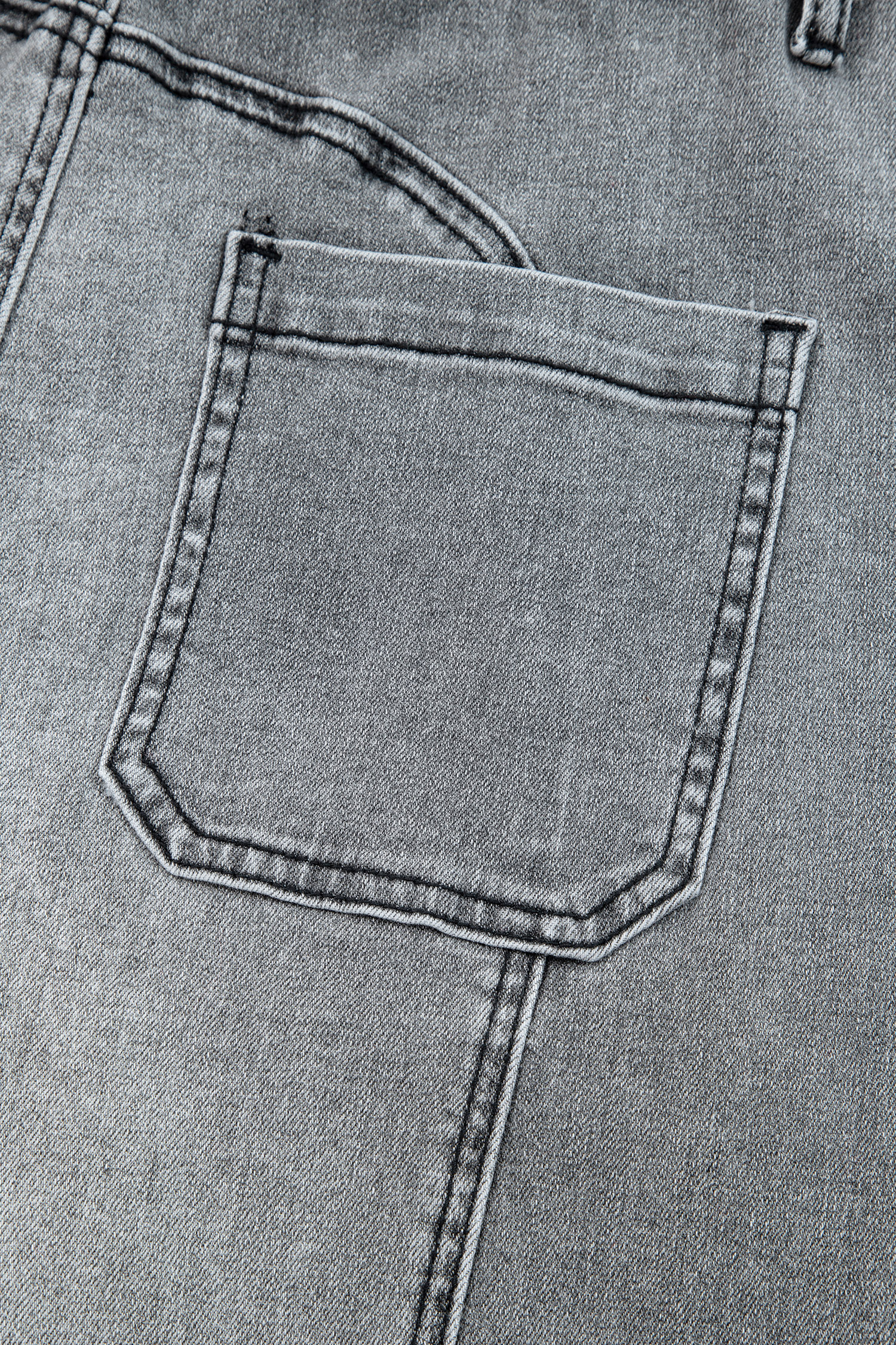 Gray Drawstring Seam Detail Raw Hem Wide Leg Denim Pants view 14