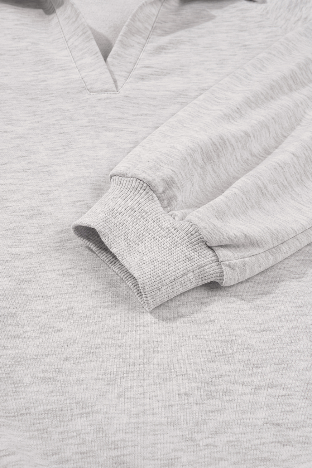 Light Grey Polo Collar V Neck Pullover and Drawstring Sweatpants Set view 15
