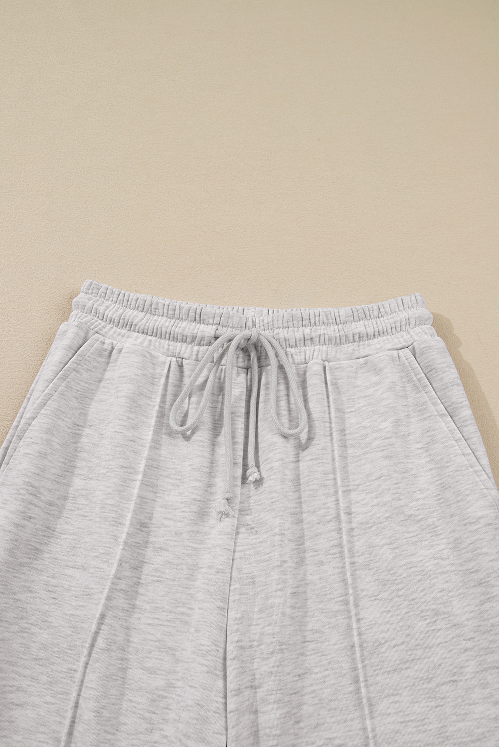 Light Grey Polo Collar V Neck Pullover and Drawstring Sweatpants Set view 19