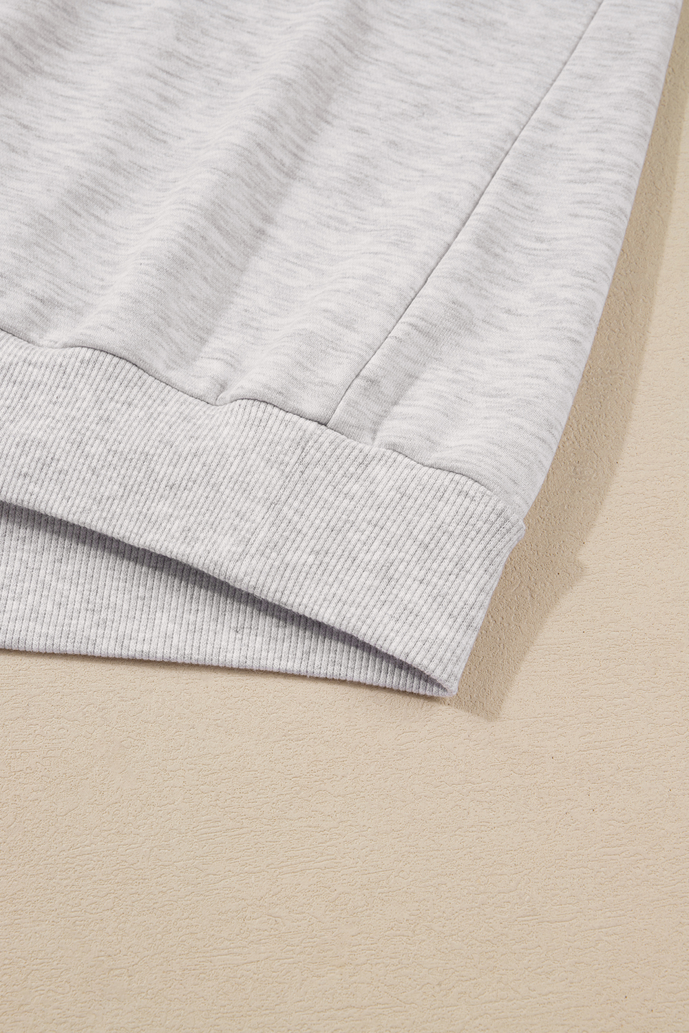 Light Grey Polo Collar V Neck Pullover and Drawstring Sweatpants Set view 16
