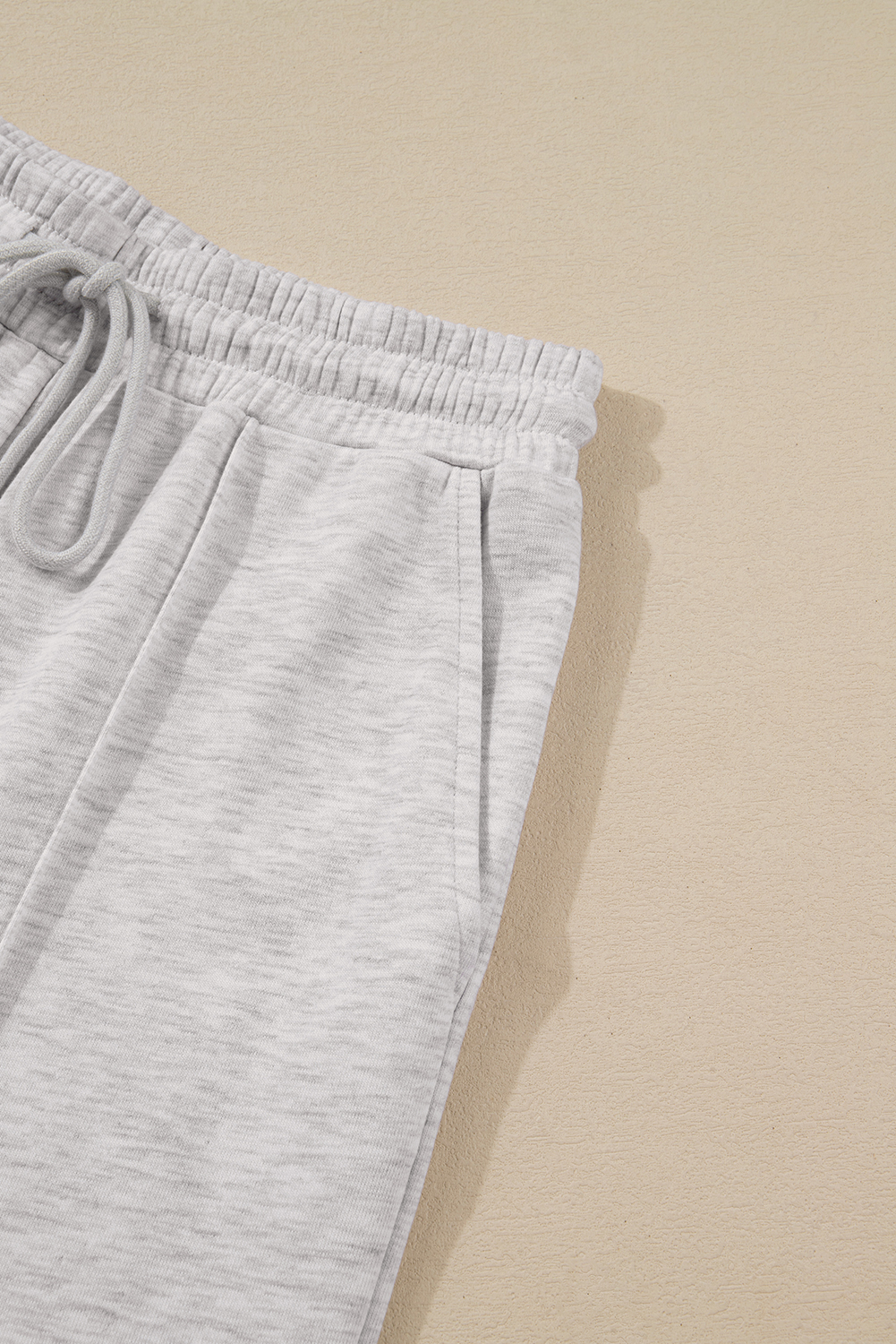 Light Grey Polo Collar V Neck Pullover and Drawstring Sweatpants Set view 21
