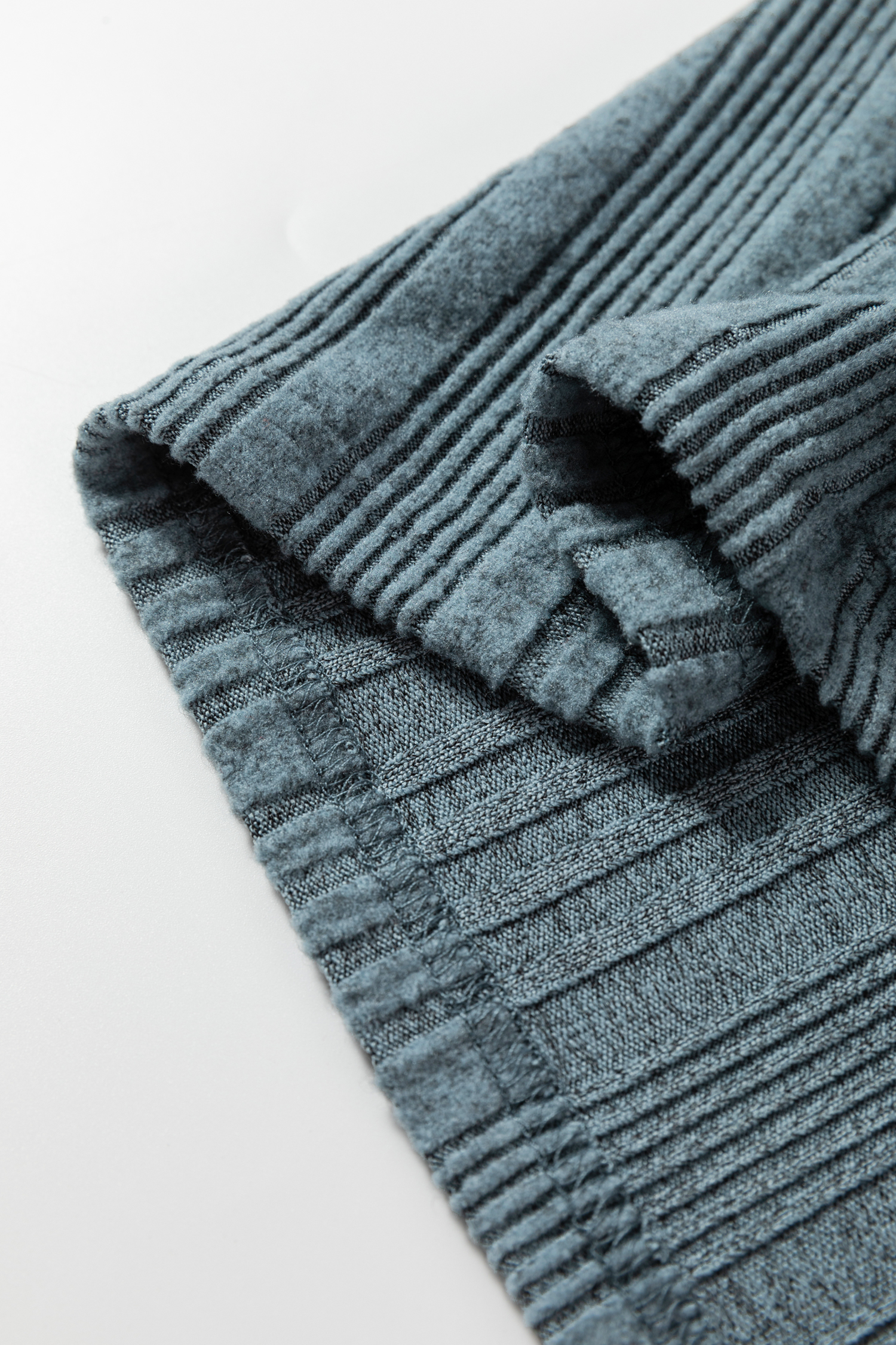 Stone Blue Ribbed Open Front Knitted Top with Pockets view 14