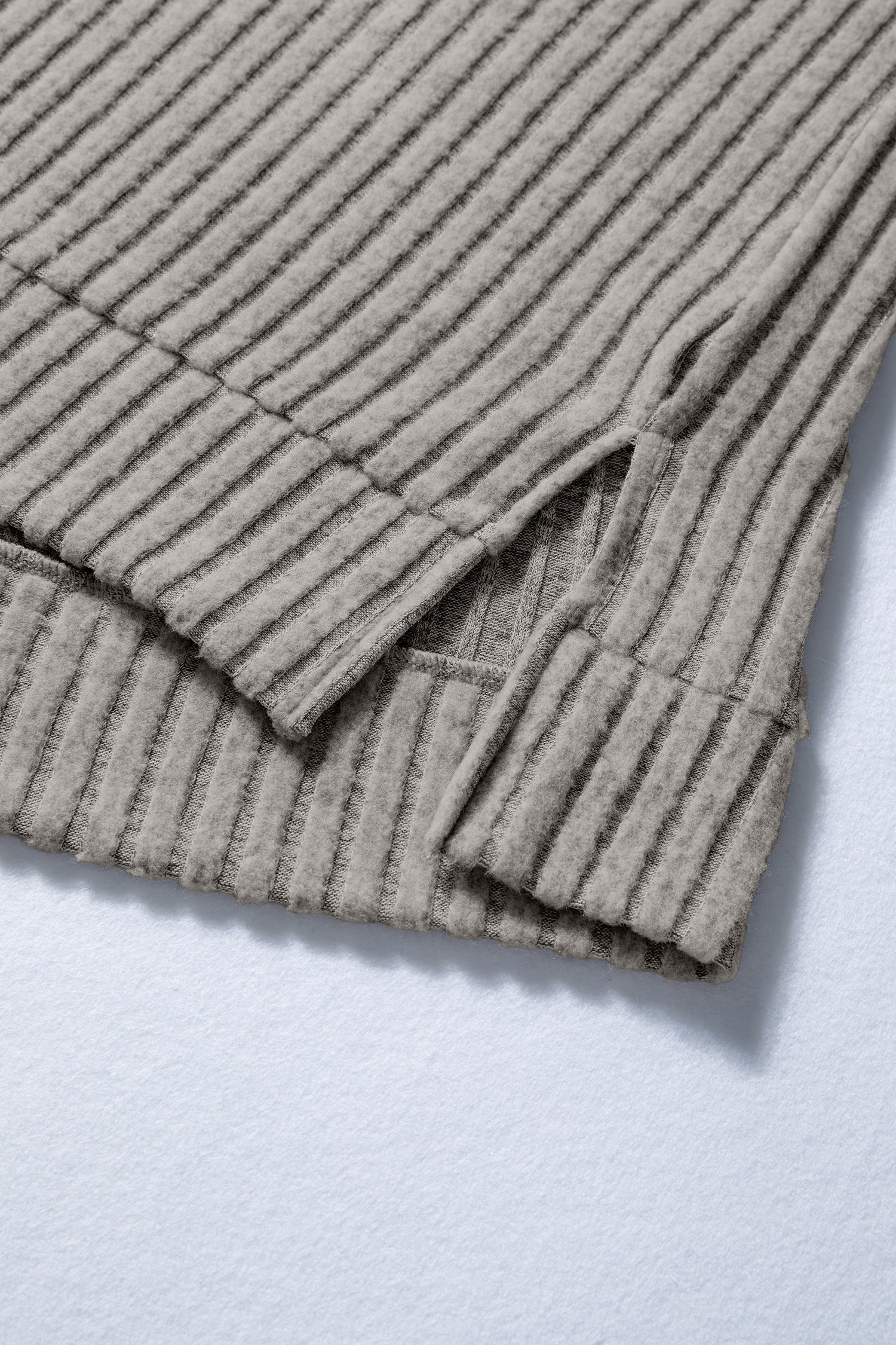 Gray Morn Ribbed High Neck Knitted Pullover Top view 11