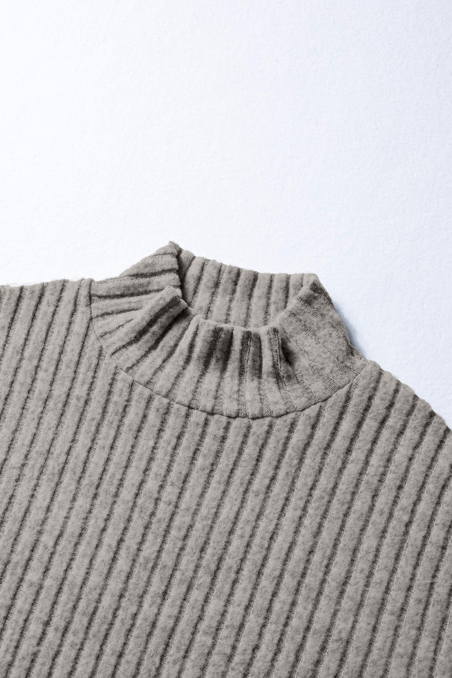 Gray Morn Ribbed High Neck Knitted Pullover Top view 8