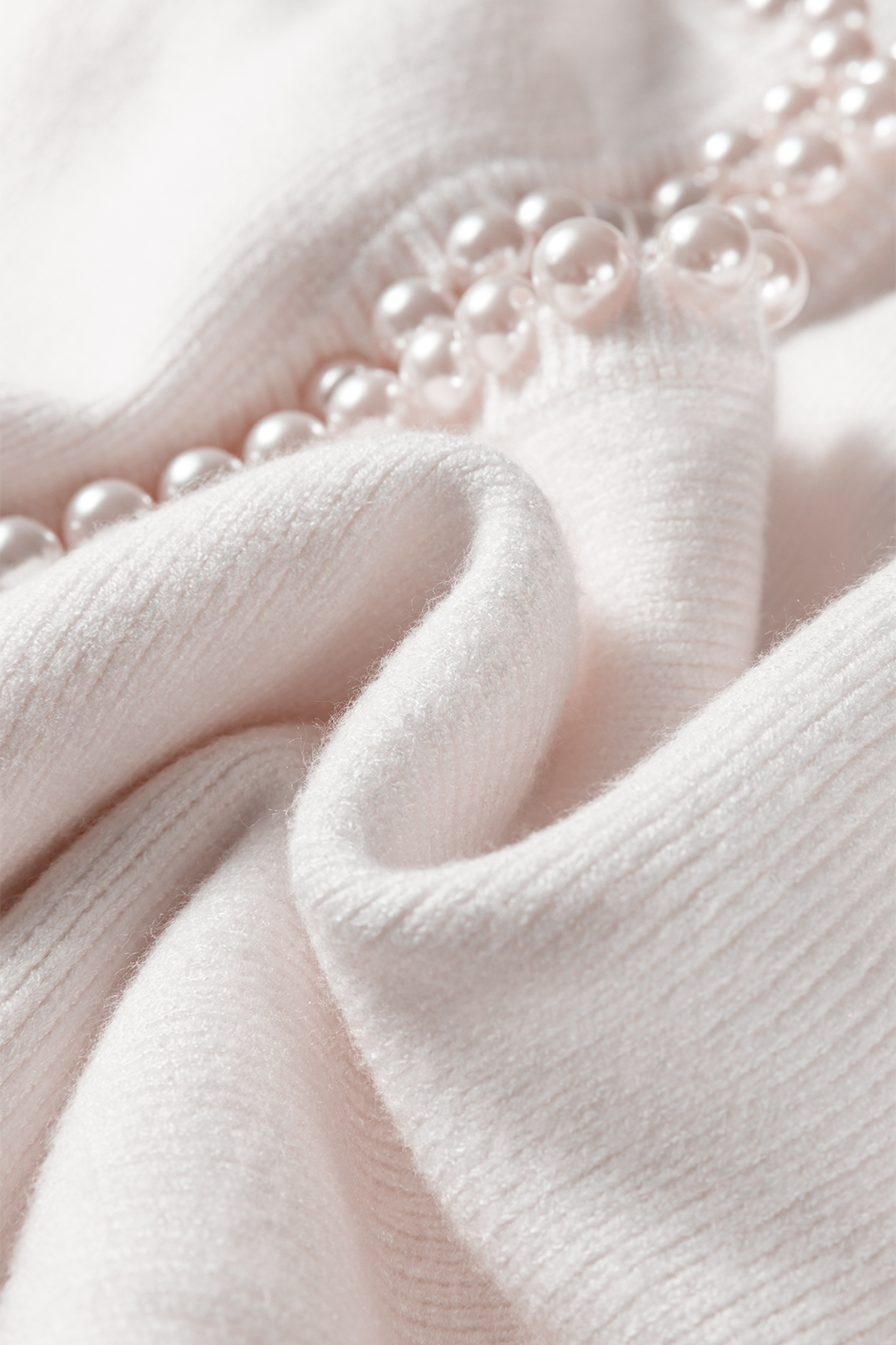 White Pearl Embellished Open Front Elegant Cardigan view 13
