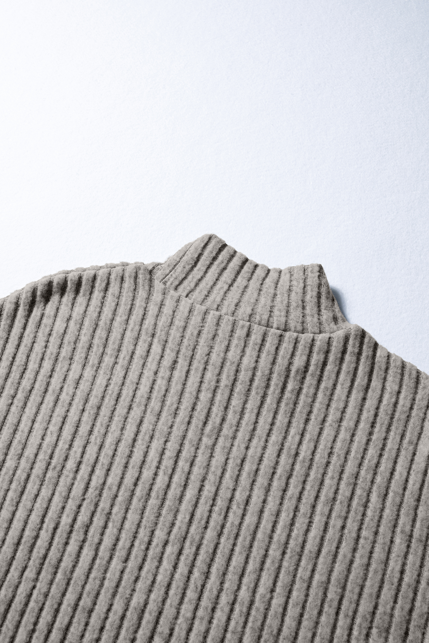 Gray Morn Ribbed High Neck Knitted Pullover Top view 9