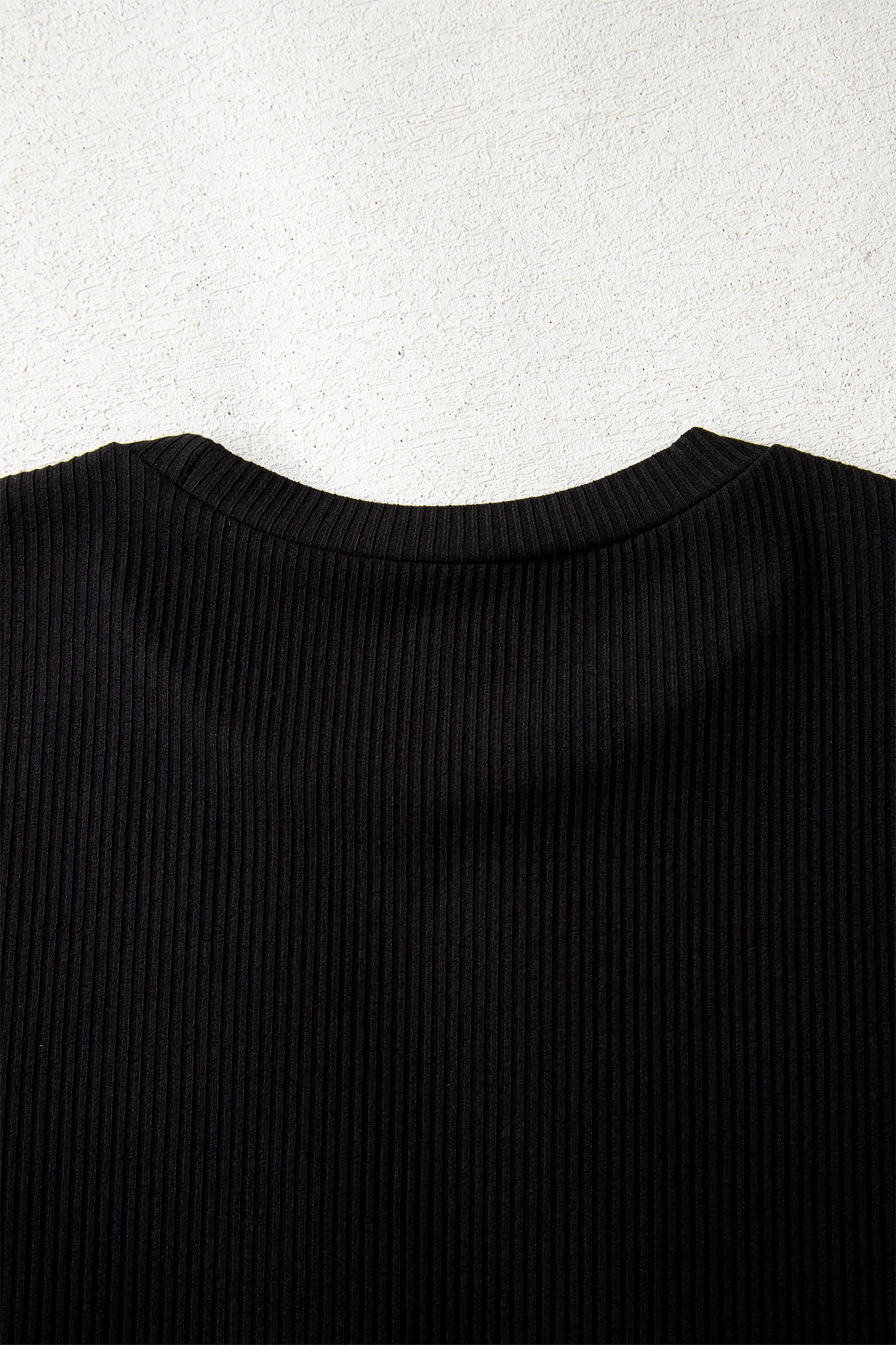 Dearlovers Black Ribbed Long Sleeve Crew Neck Solid Color Bodysuit view 16
