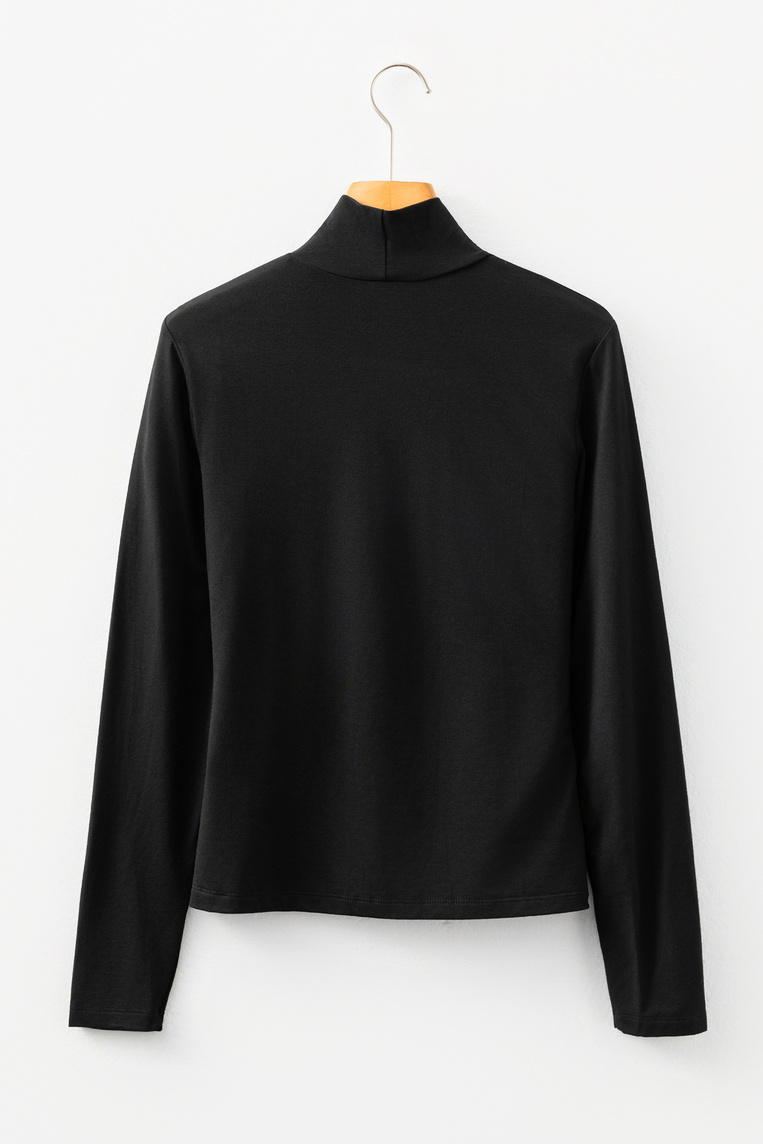 Black Slim Fit High Neck Long Sleeve Basic Top view 5