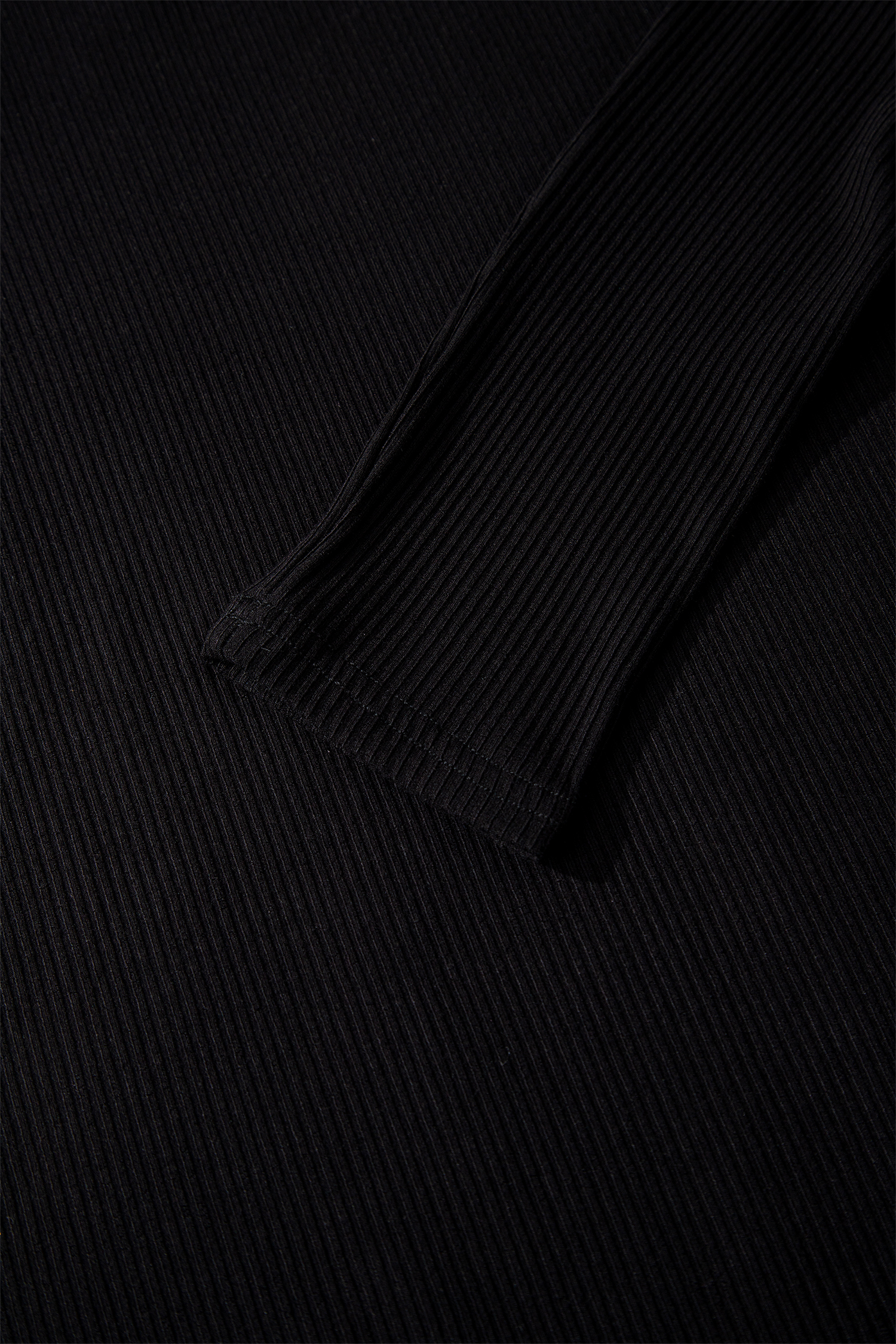 Dearlovers Black Ribbed Long Sleeve Crew Neck Solid Color Bodysuit view 15