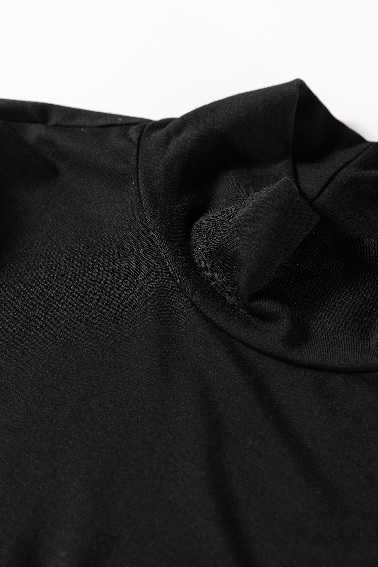 Black Slim Fit High Neck Long Sleeve Basic Top view 6