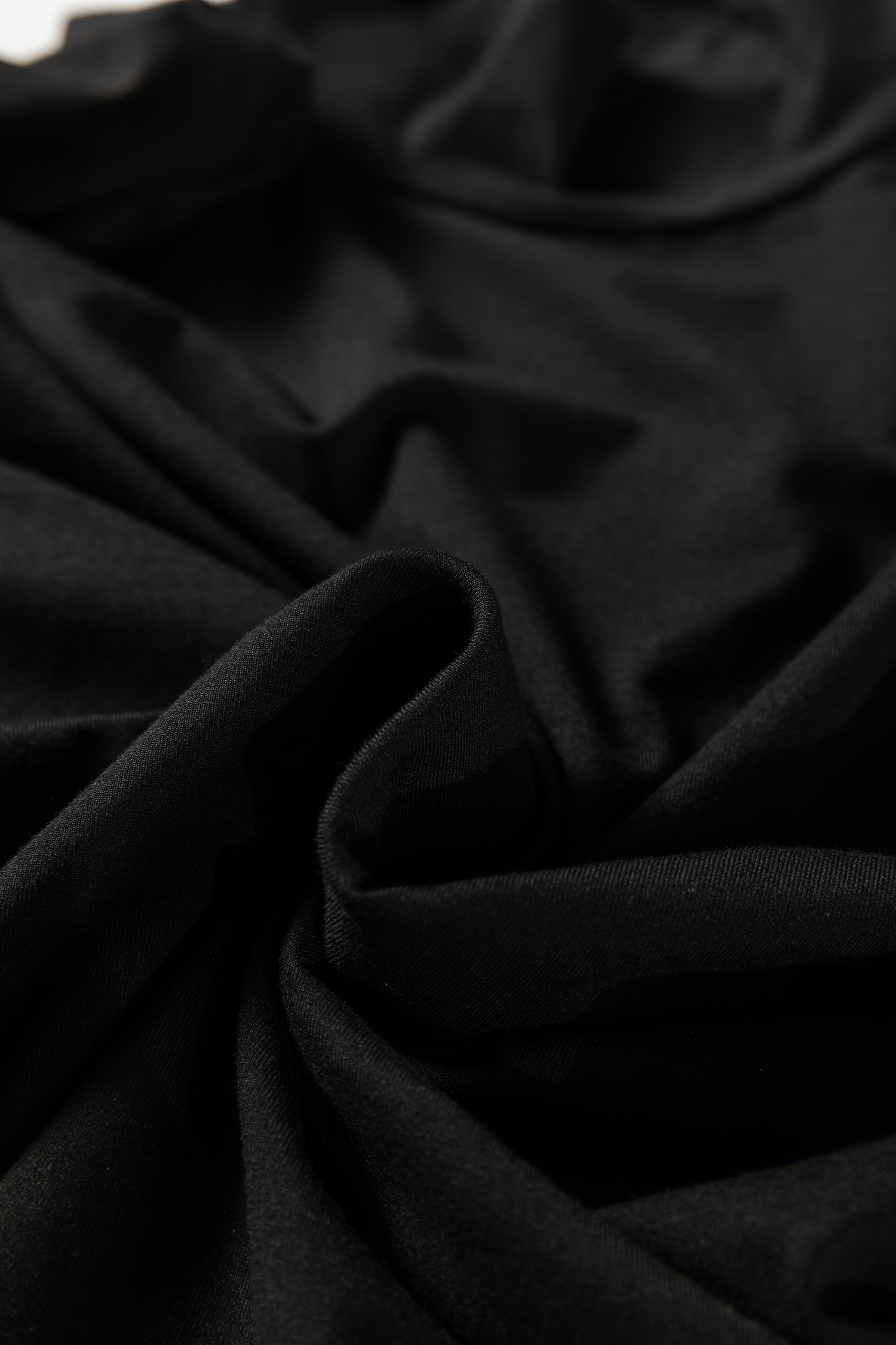 Black Slim Fit High Neck Long Sleeve Basic Top view 8