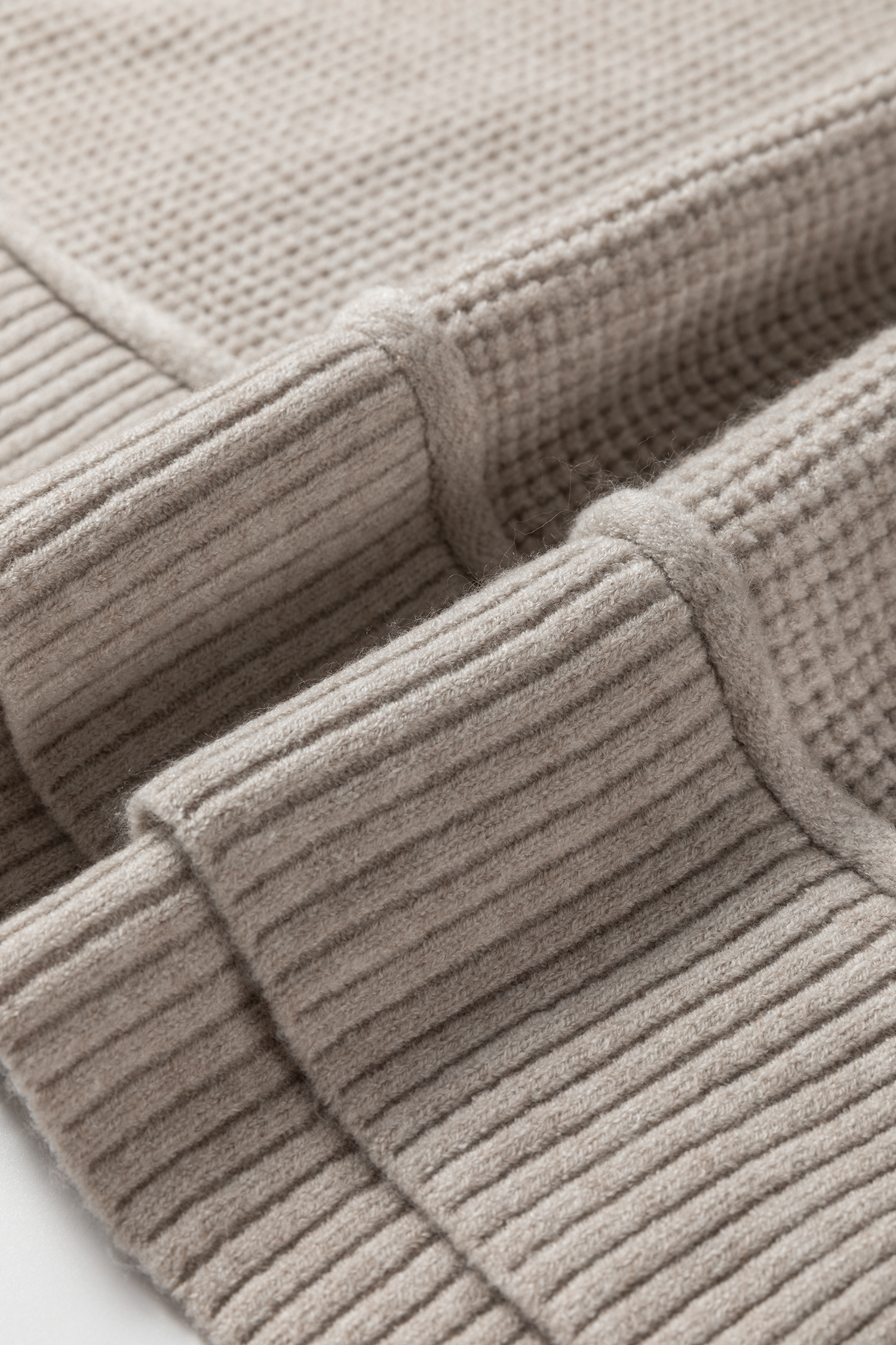 Gray Morn Waffle Texture Knit Ribbed High Neck Drop Shoulder Sweater view 15