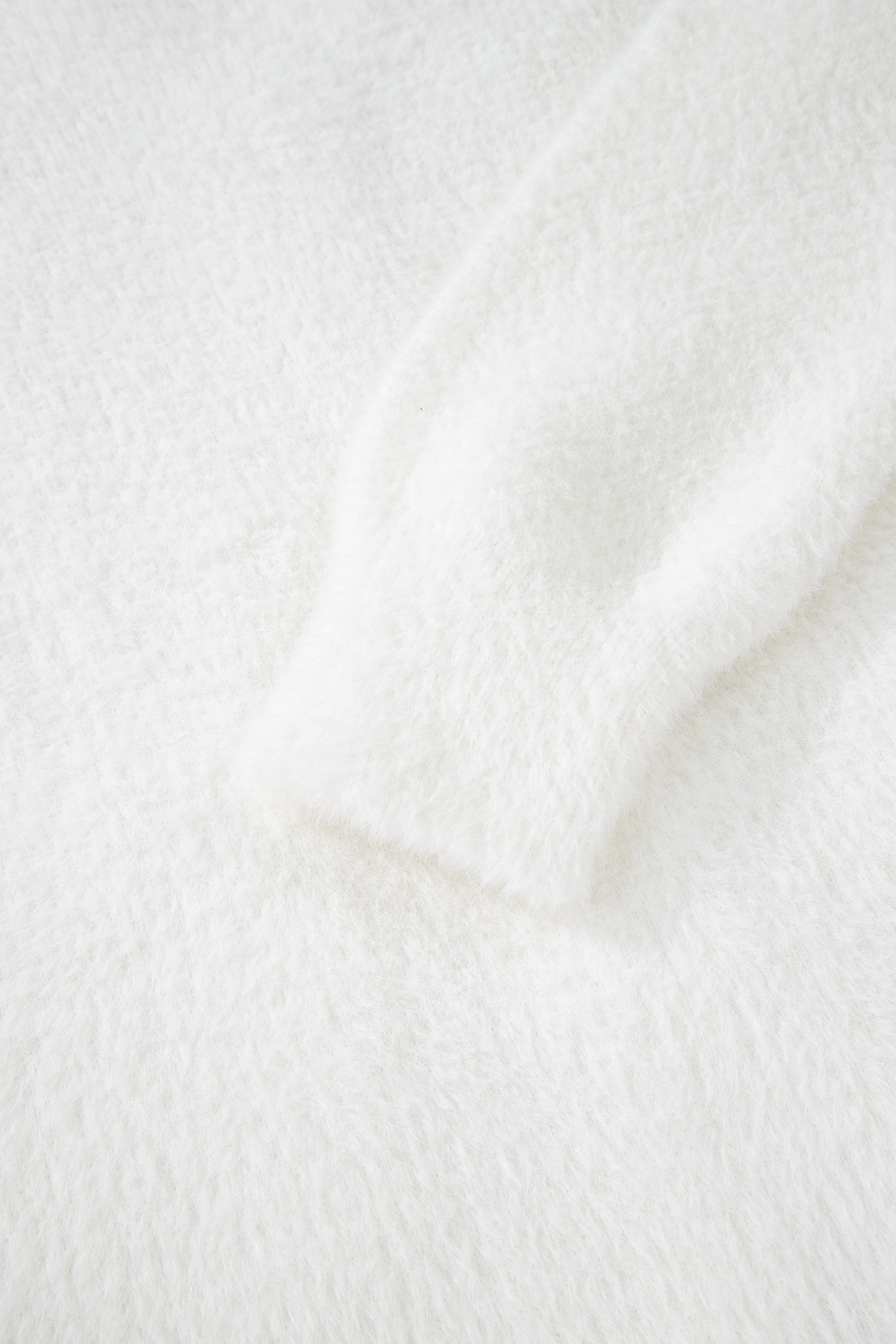 White Fuzzy Buttoned Front Midi Solid Cardigan view 12