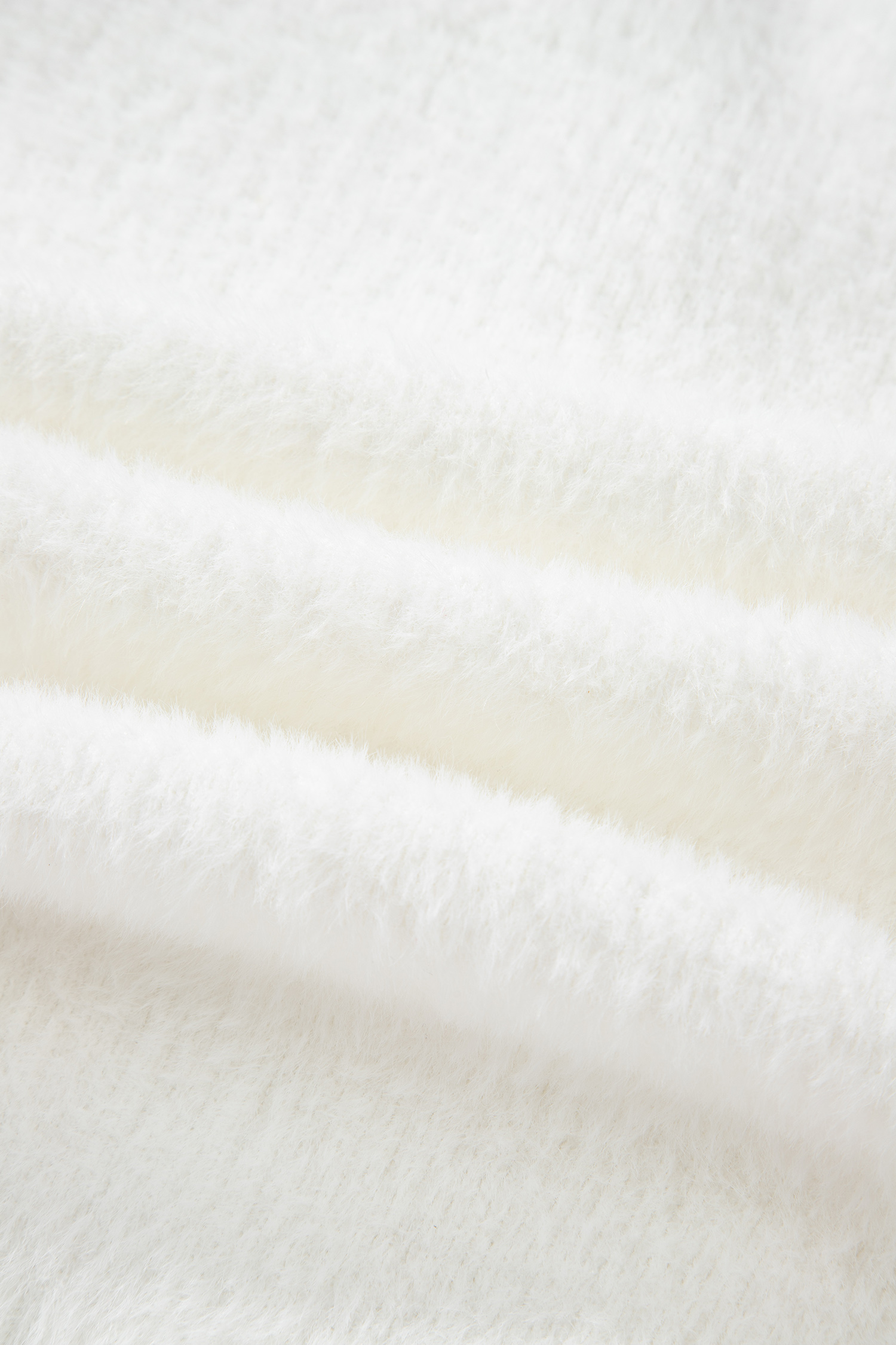 White Fuzzy Buttoned Front Midi Solid Cardigan view 13