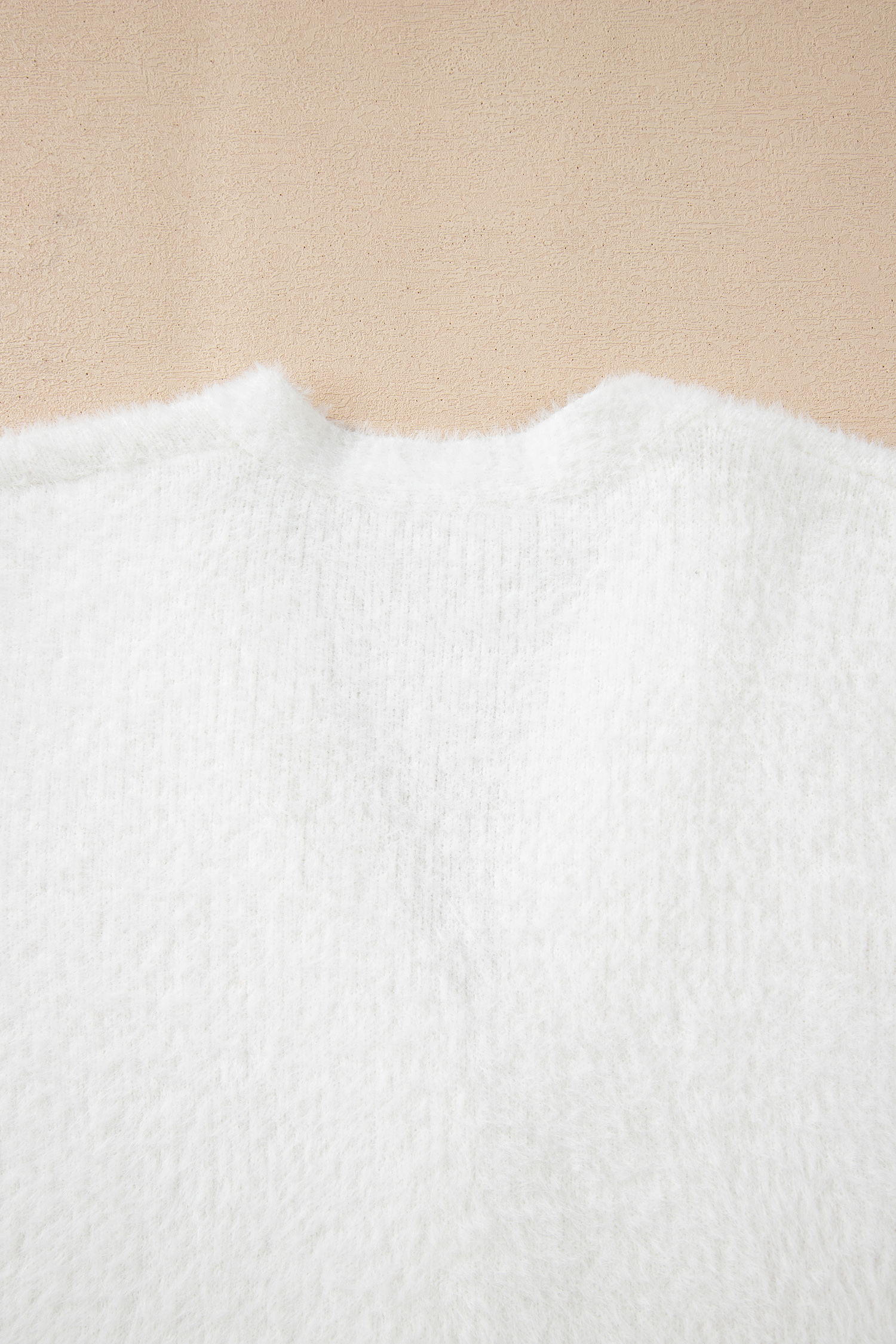 White Fuzzy Buttoned Front Midi Solid Cardigan view 11