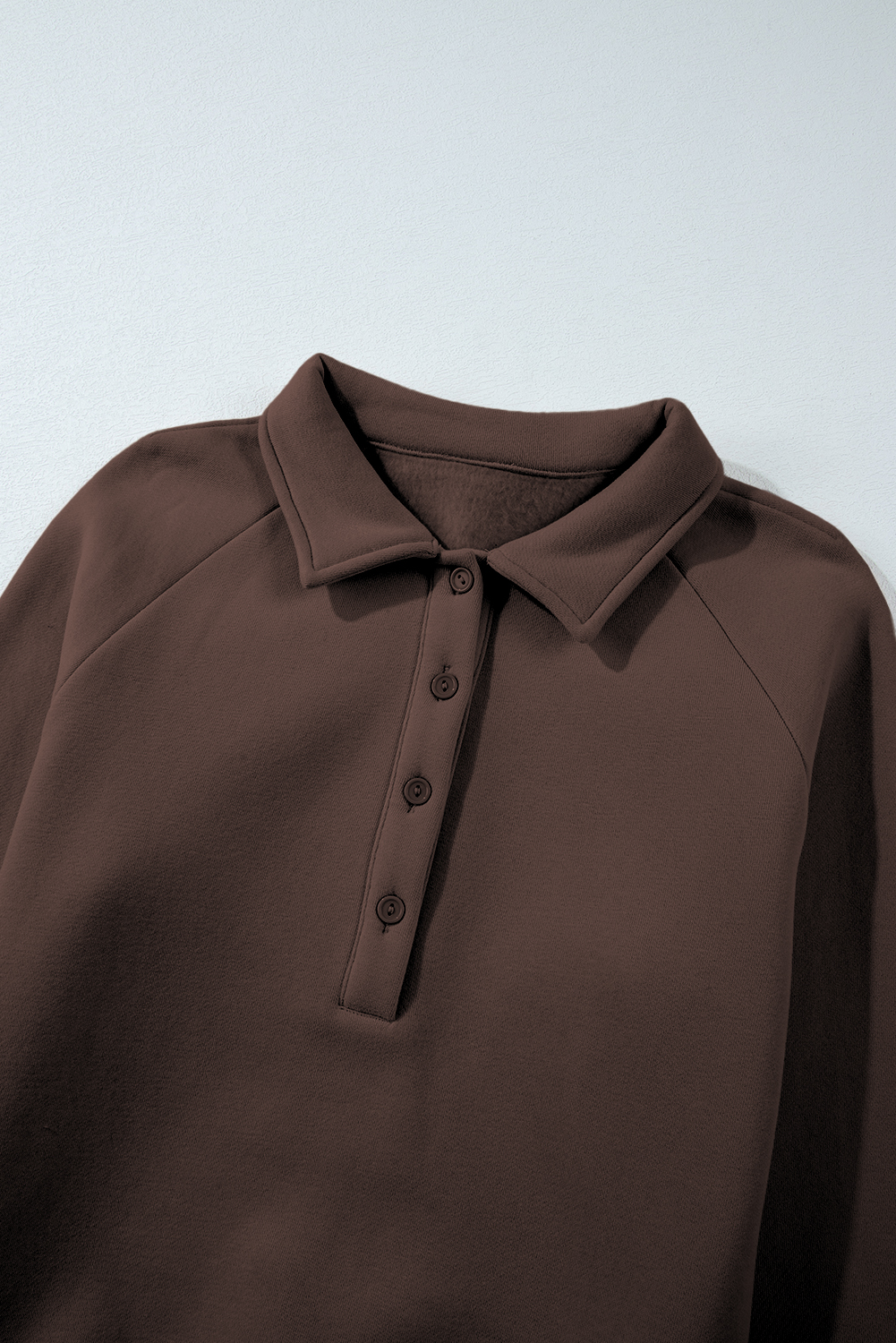 Dark Brown Solid Collared Sweatshirt and High Waist Pants Active Set view 15