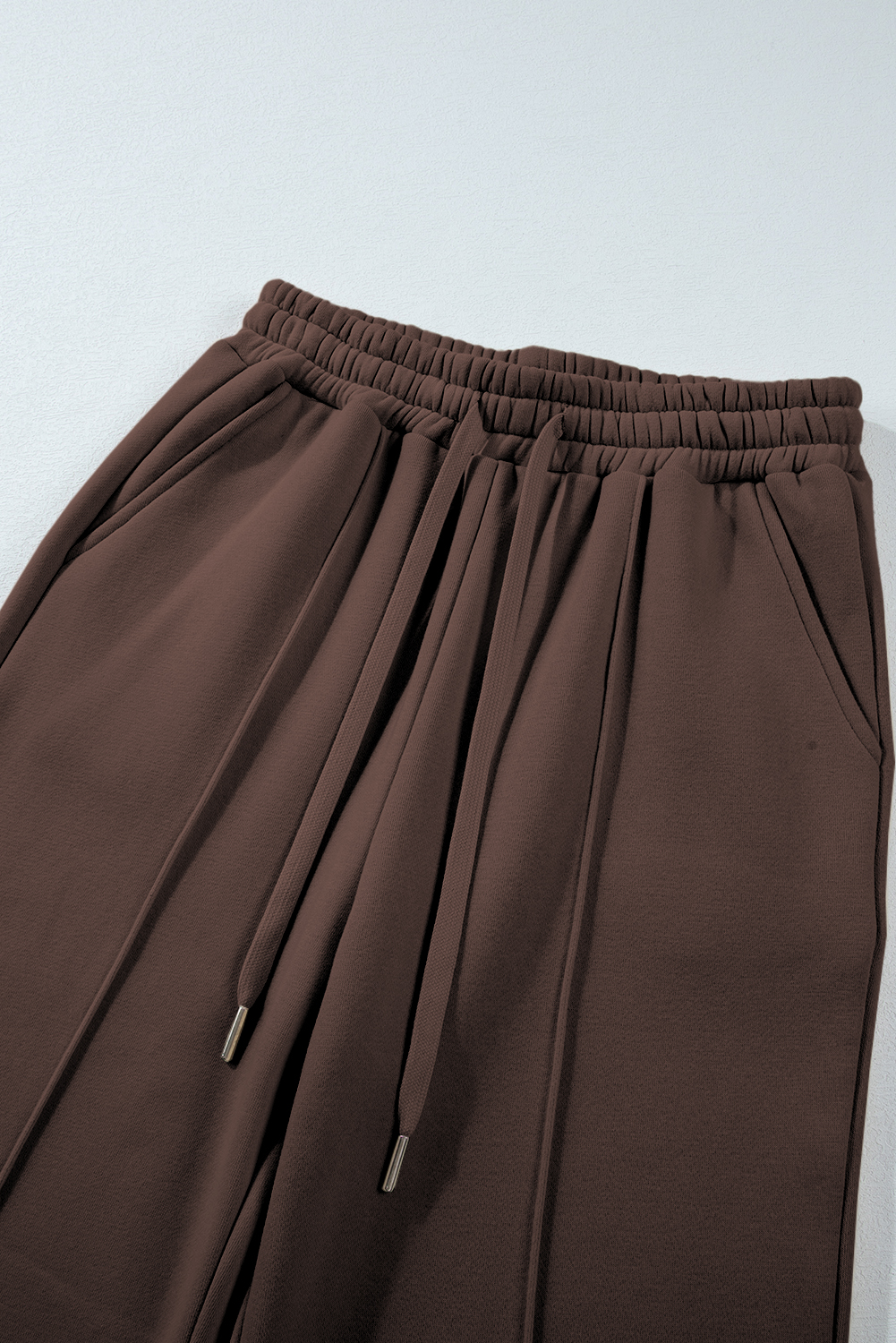 Dark Brown Solid Collared Sweatshirt and High Waist Pants Active Set view 18