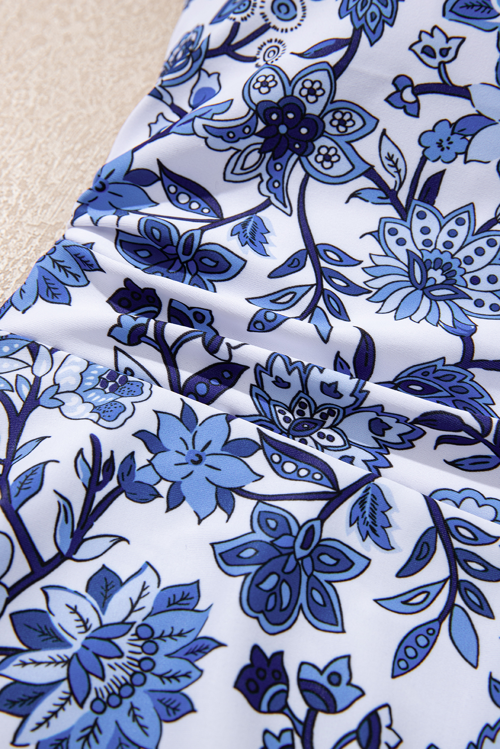 Sky Blue Crossed Back Floral Print Asymmetric Knot Side One Piece Swimsuit view 11