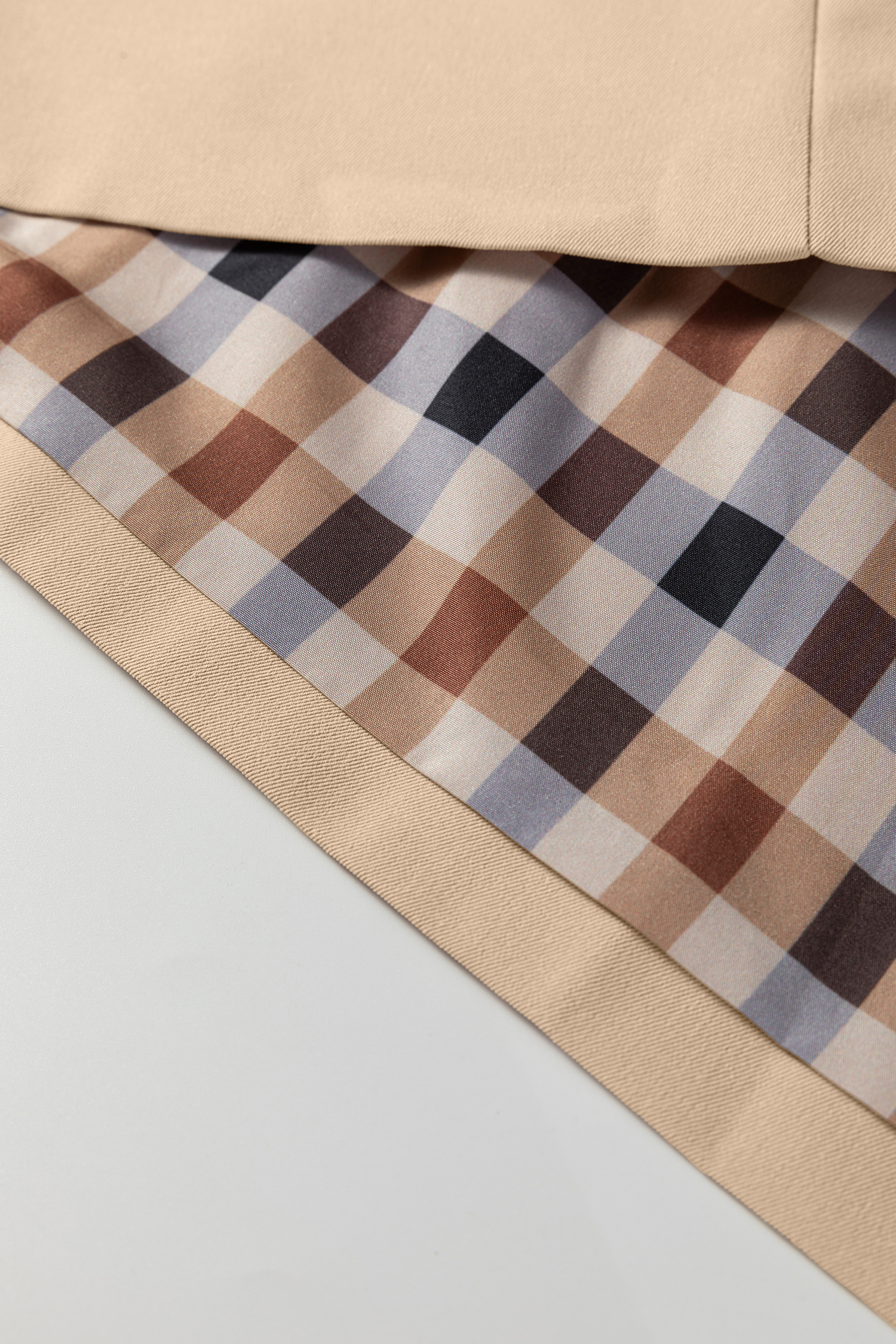 Parchment Plaid Liner Patchwork Single Breasted Trench Coat view 6