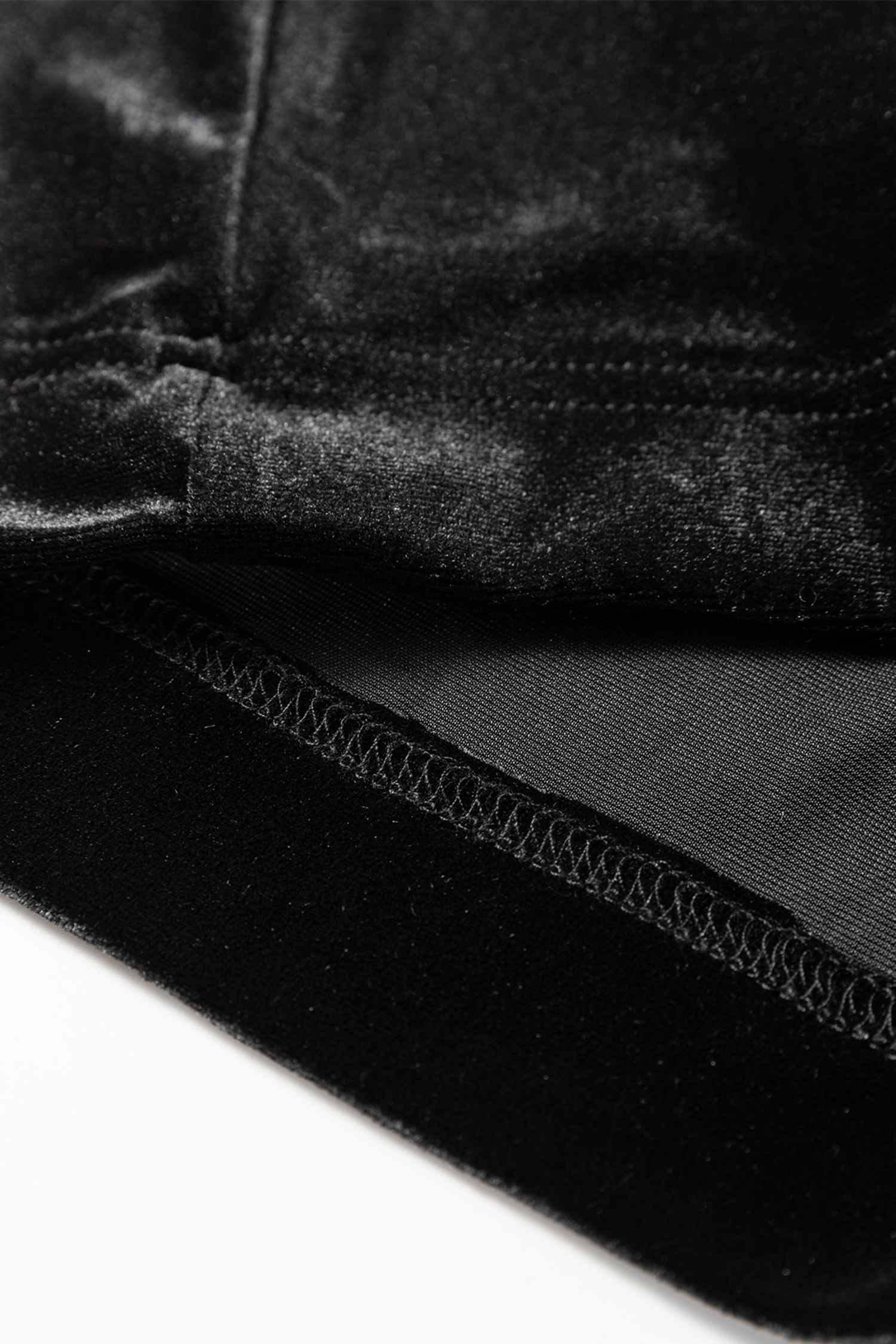 Black Shiny Velvet Drawstring High Waist Straight Leg Casual Pants view 10