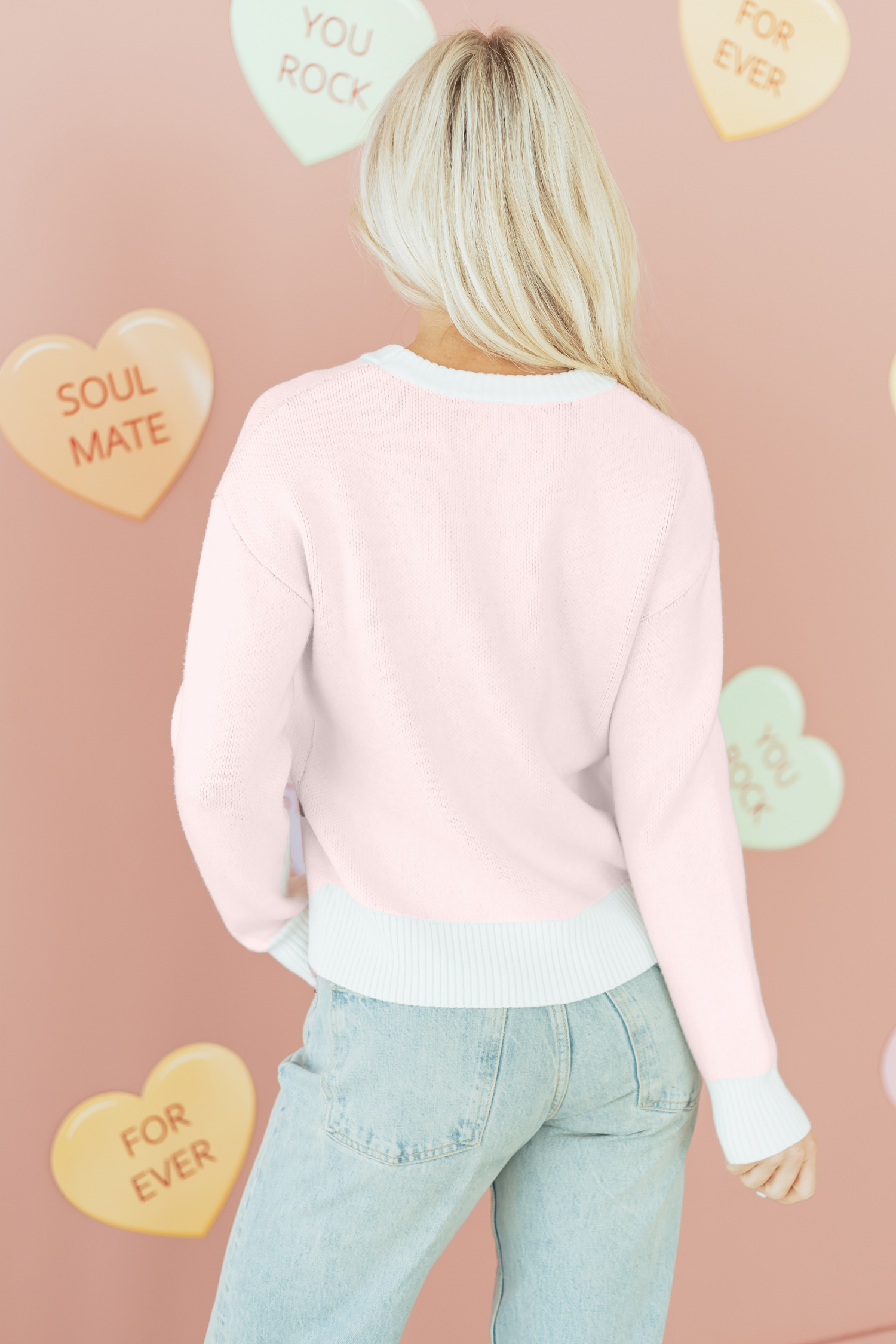 White Cherry Pattern Drop Shoulder Sweater view 2