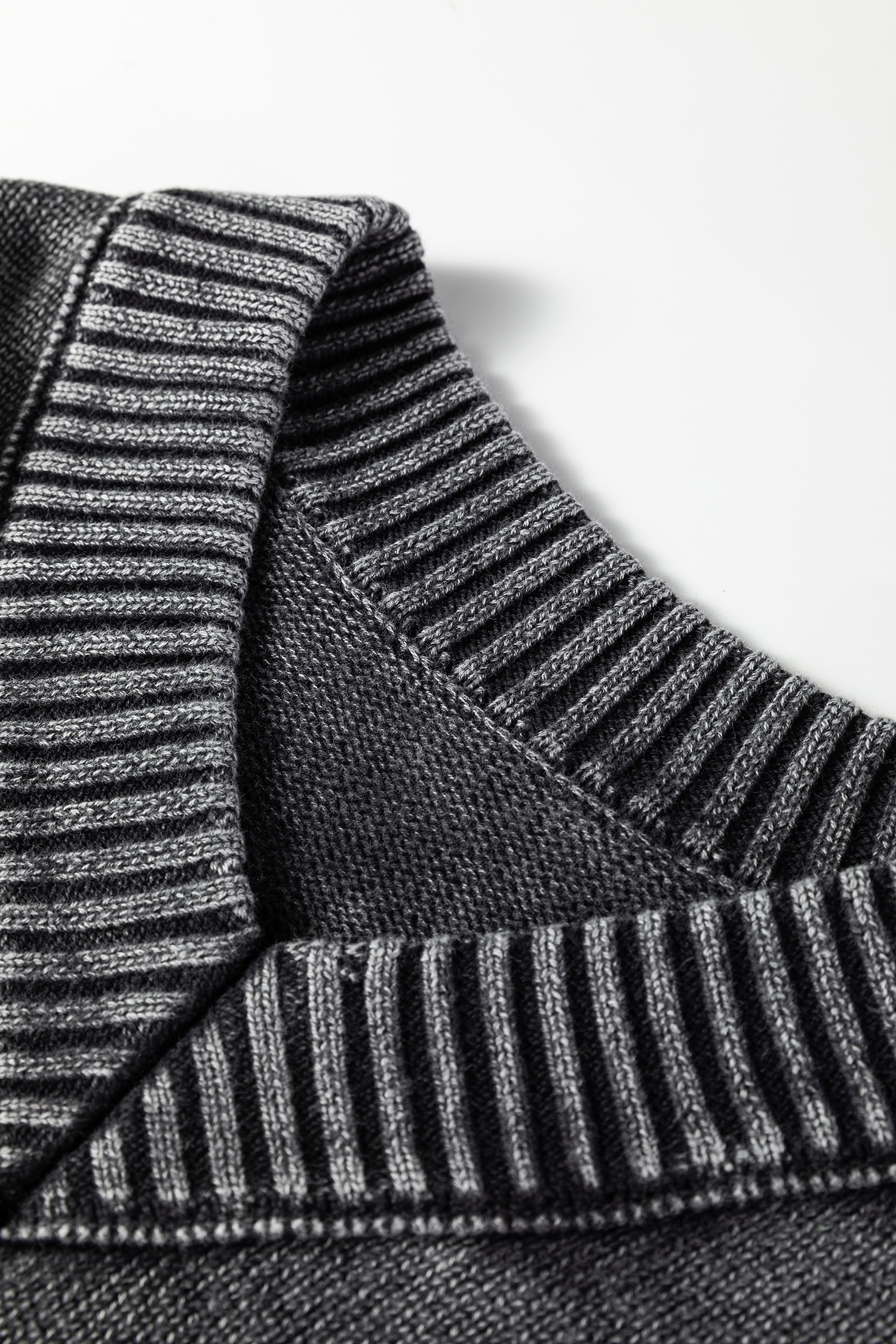 Black Mineral Wash V Neck Knit Exposed Seam Drop Shoulder Loose Sweater view 14