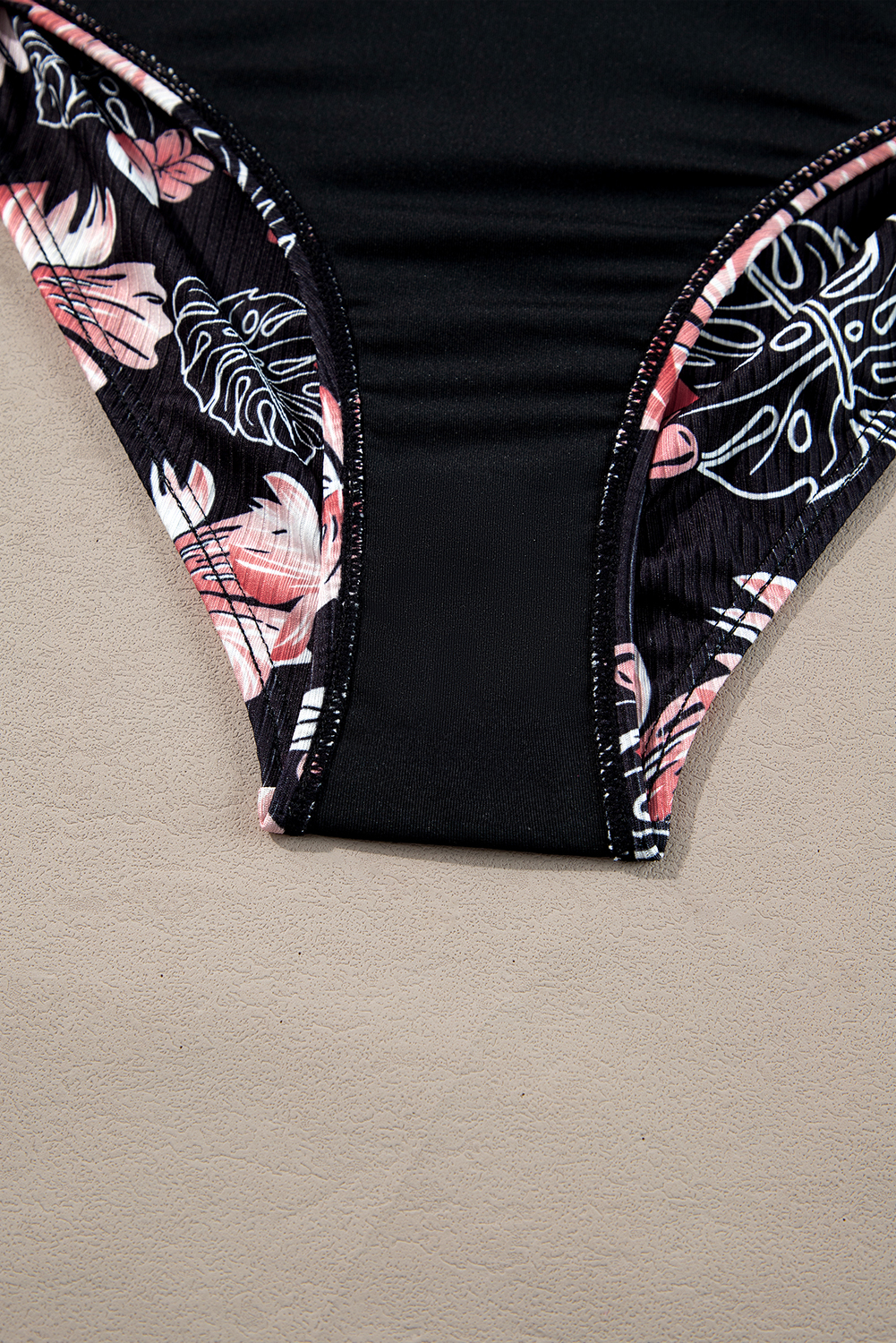 Black Ribbed Knit High Waist 2pcs Bikini Swimsuit view 12
